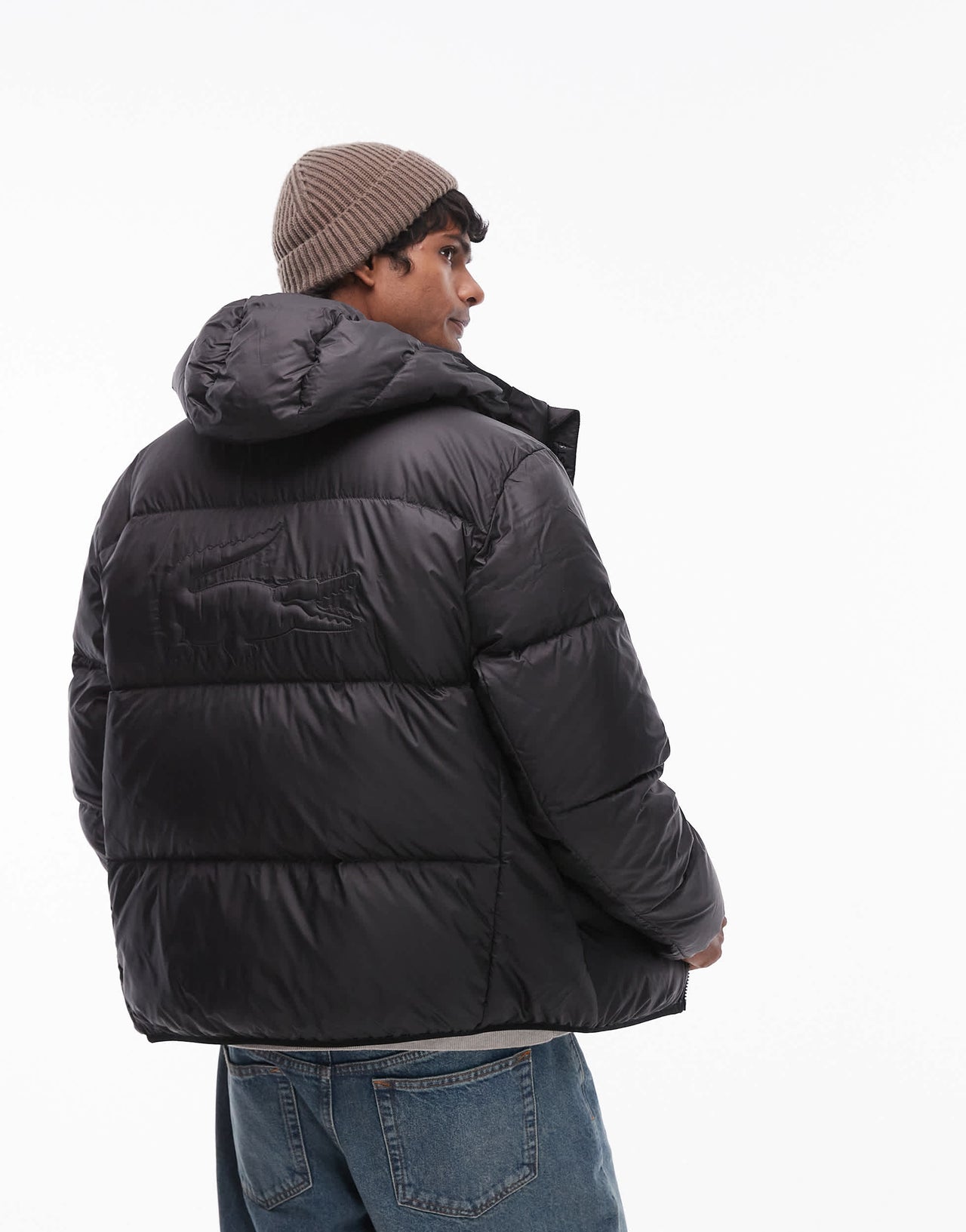 Lacoste essentials quilted puffer jacket in black