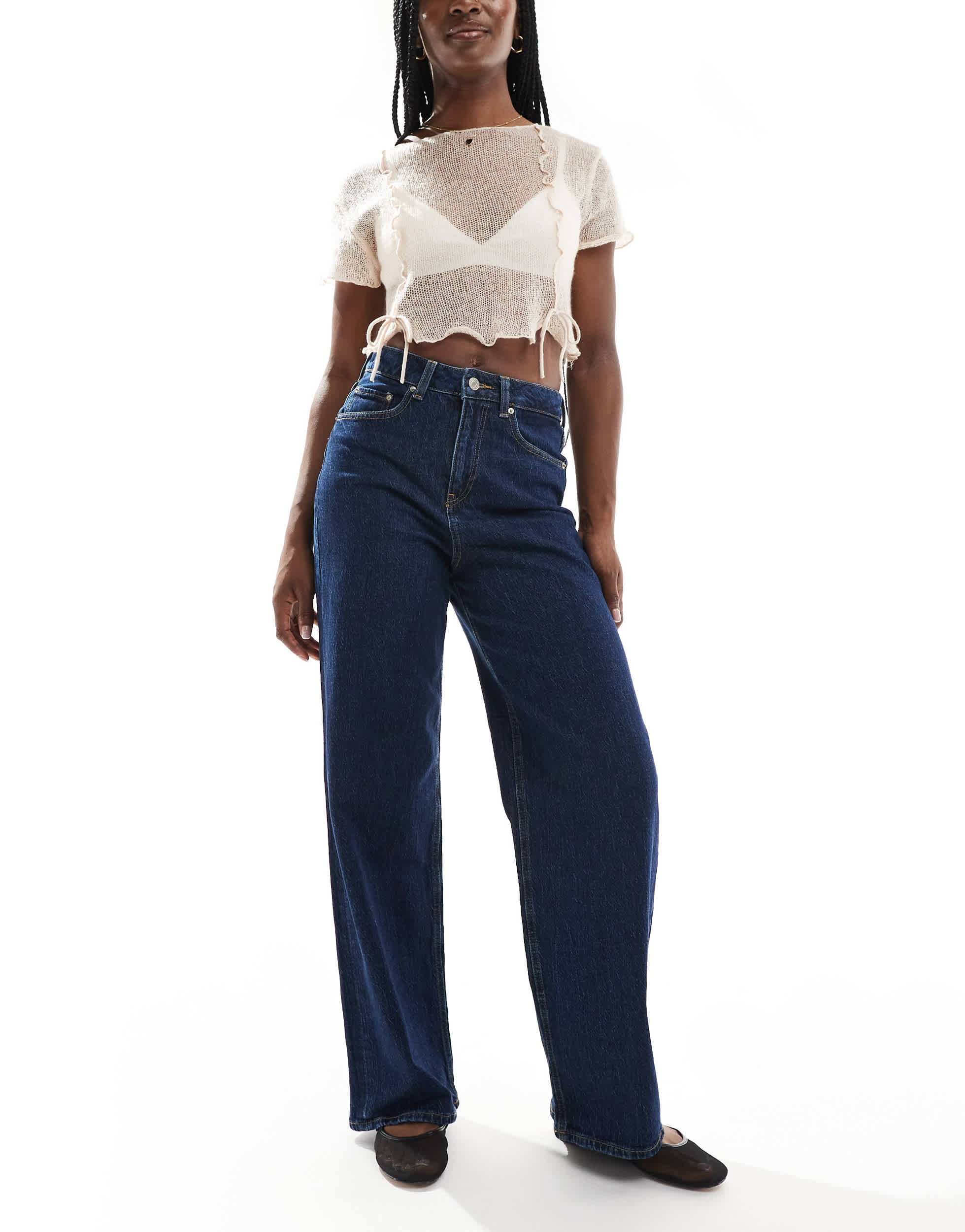 JJXX Tokyo wide fit jean in dark blue with contrast pockets