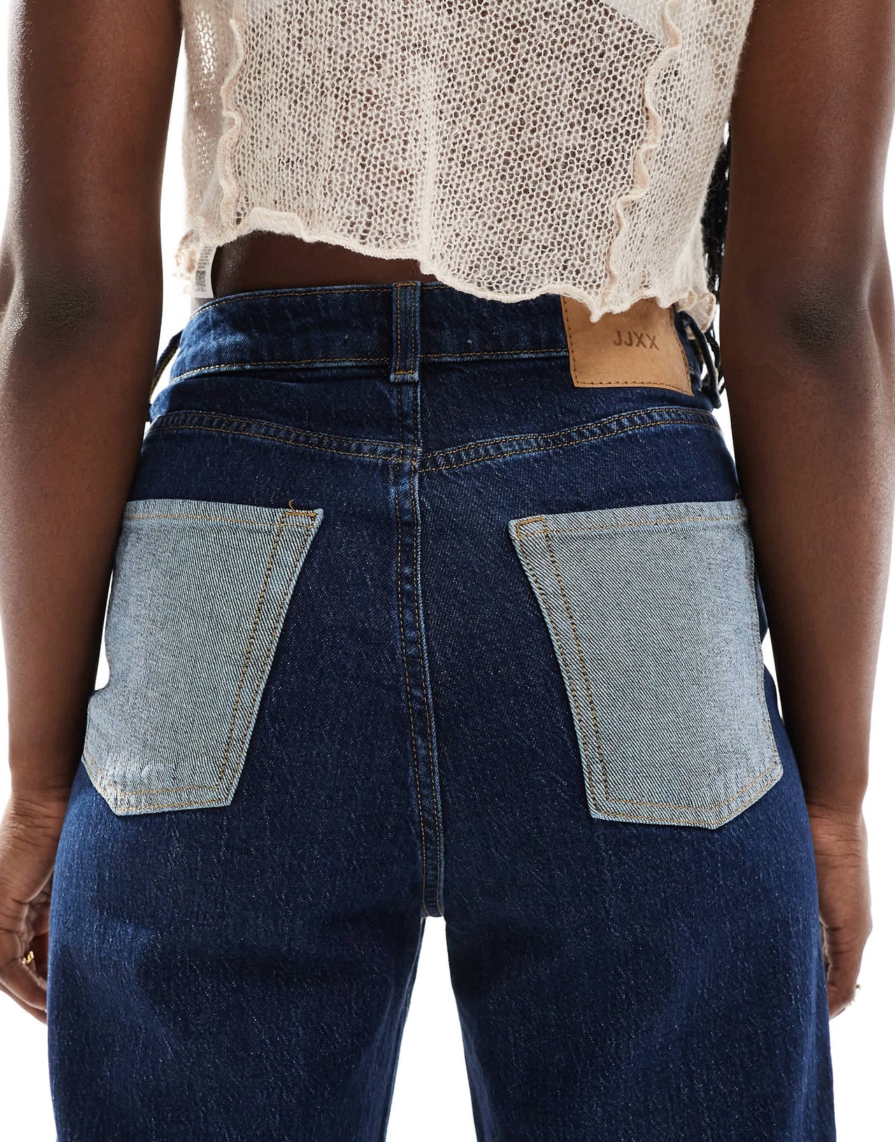 JJXX Tokyo wide fit jean in dark blue with contrast pockets