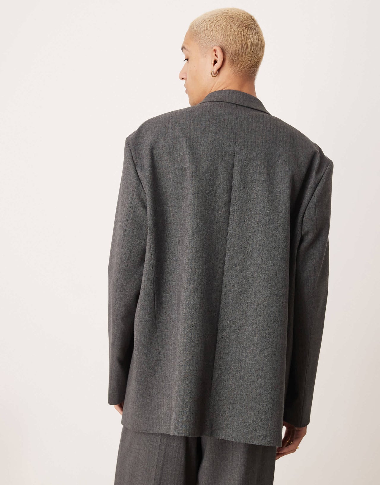 ASOS DESIGN slouchy oversized suit jacket in charcoal mini herringbone