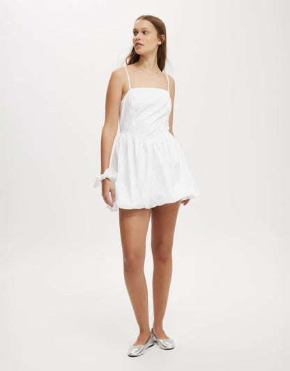 Cotton:On Bubble hem mini dress in white