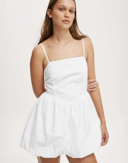 Cotton:On Bubble hem mini dress in white