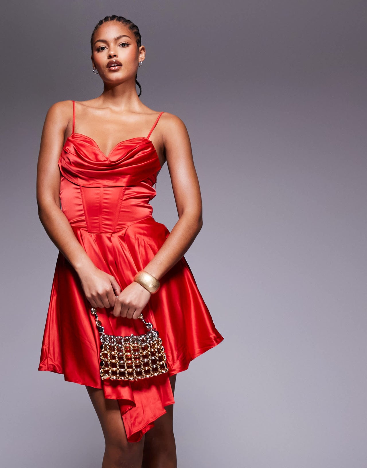 Jaded Rose Tall corset structured mini dress in red