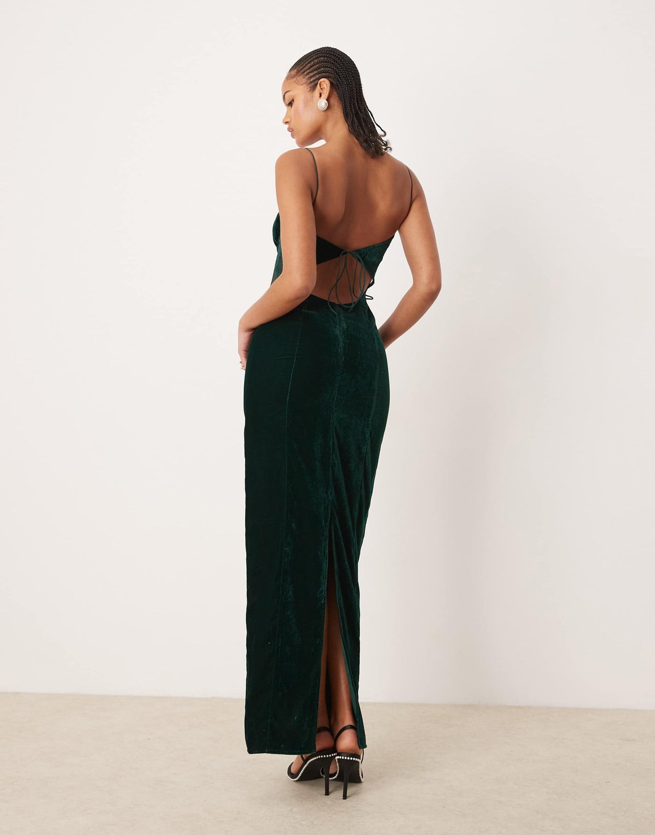 ASOS DESIGN Tall velvet corset midi dress with lace insert in deep teal