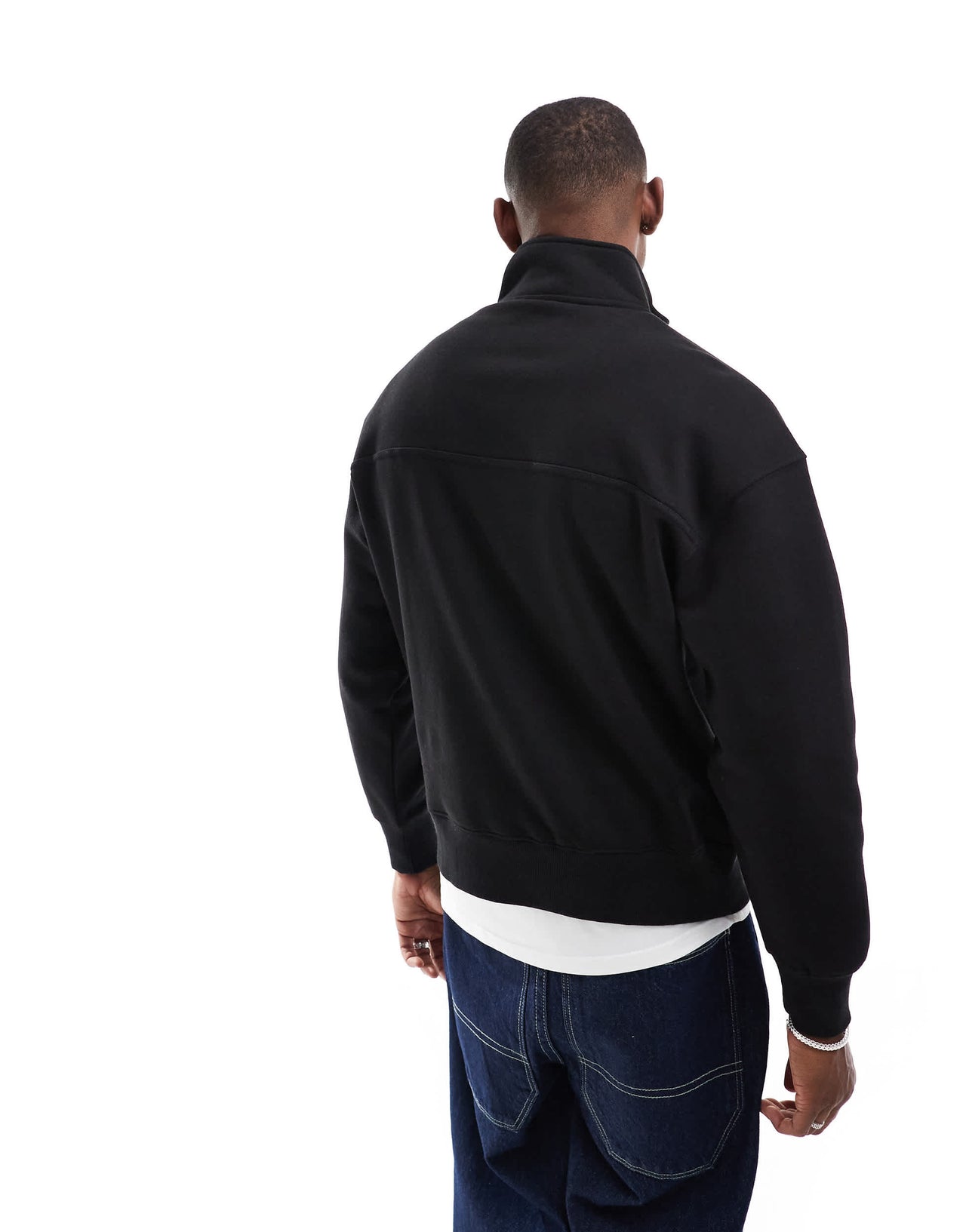 Pull&bear zip sweatshirt in black
