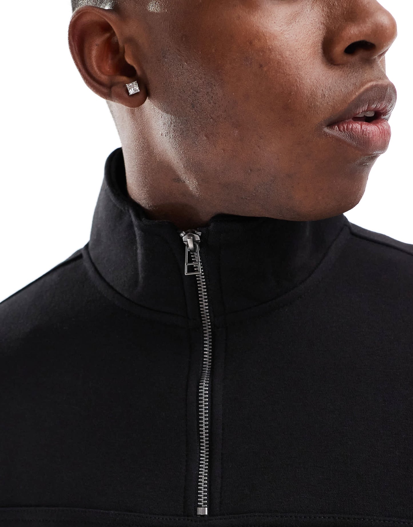 Pull&bear zip sweatshirt in black