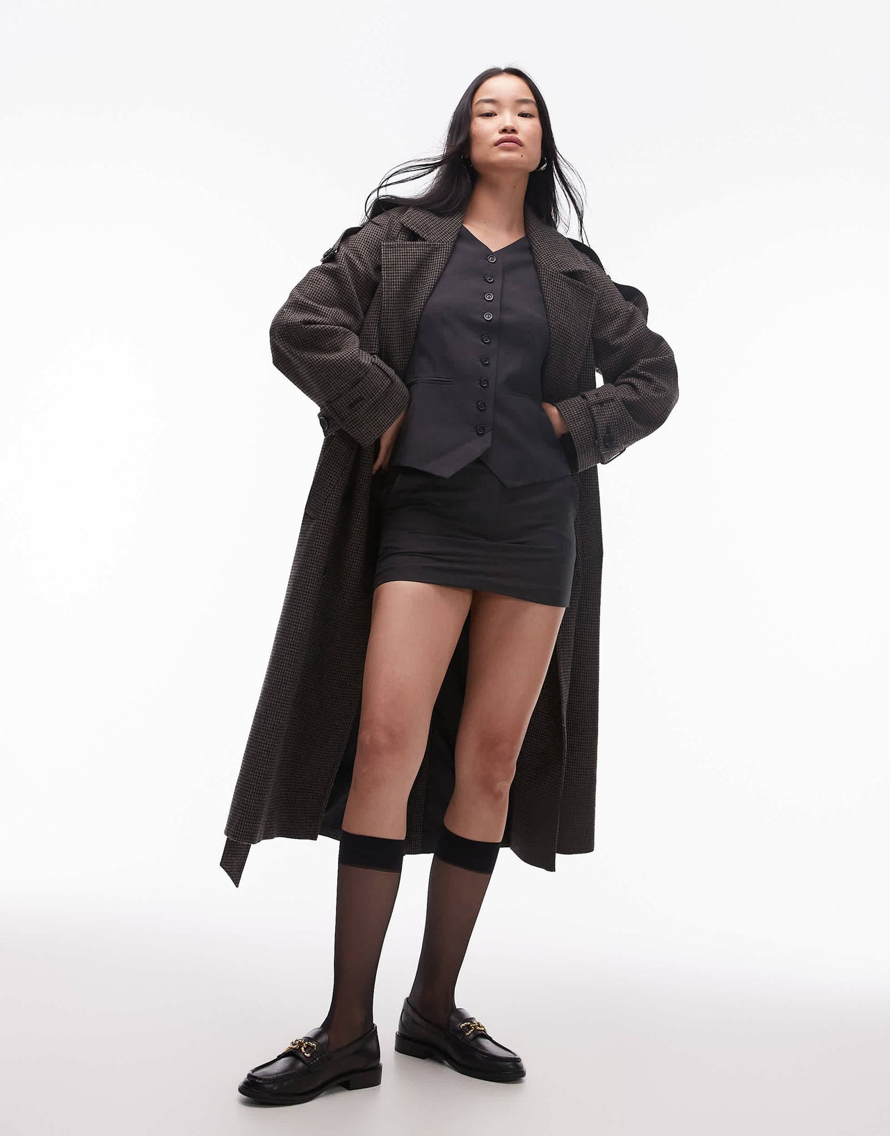 Topshop tailored mini skirt in charcoal