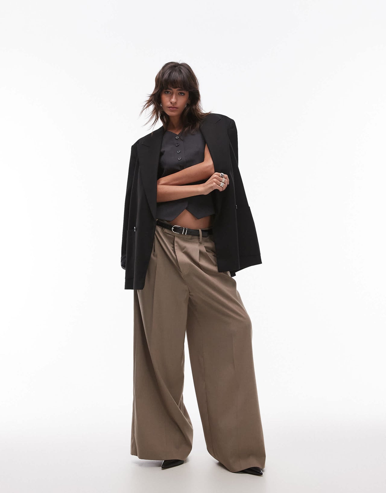 Topshop co ord high button up tailored waistcoat in charcoal CHARCOAL