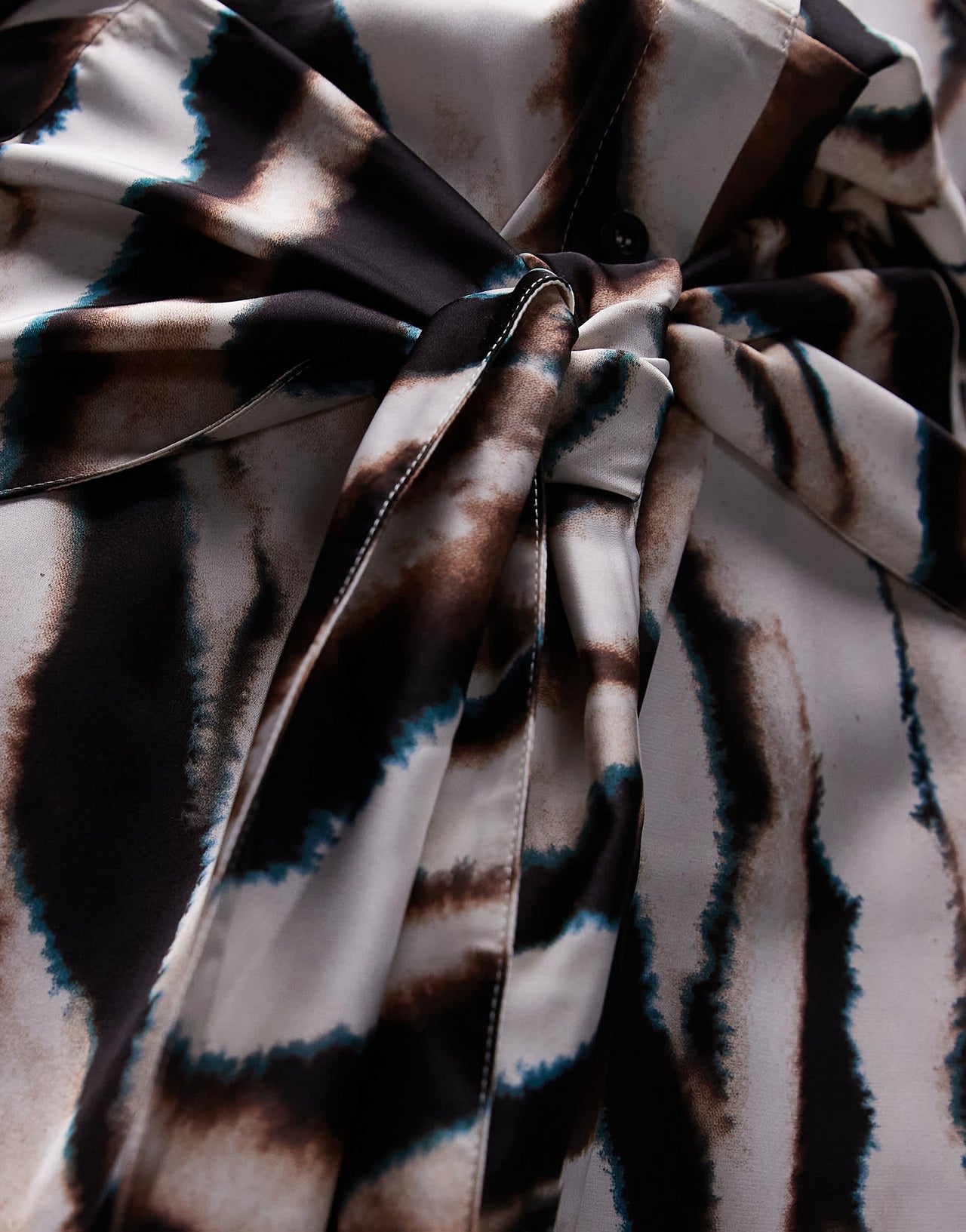 Topshop tie waist mini shirt dress in blurred animal