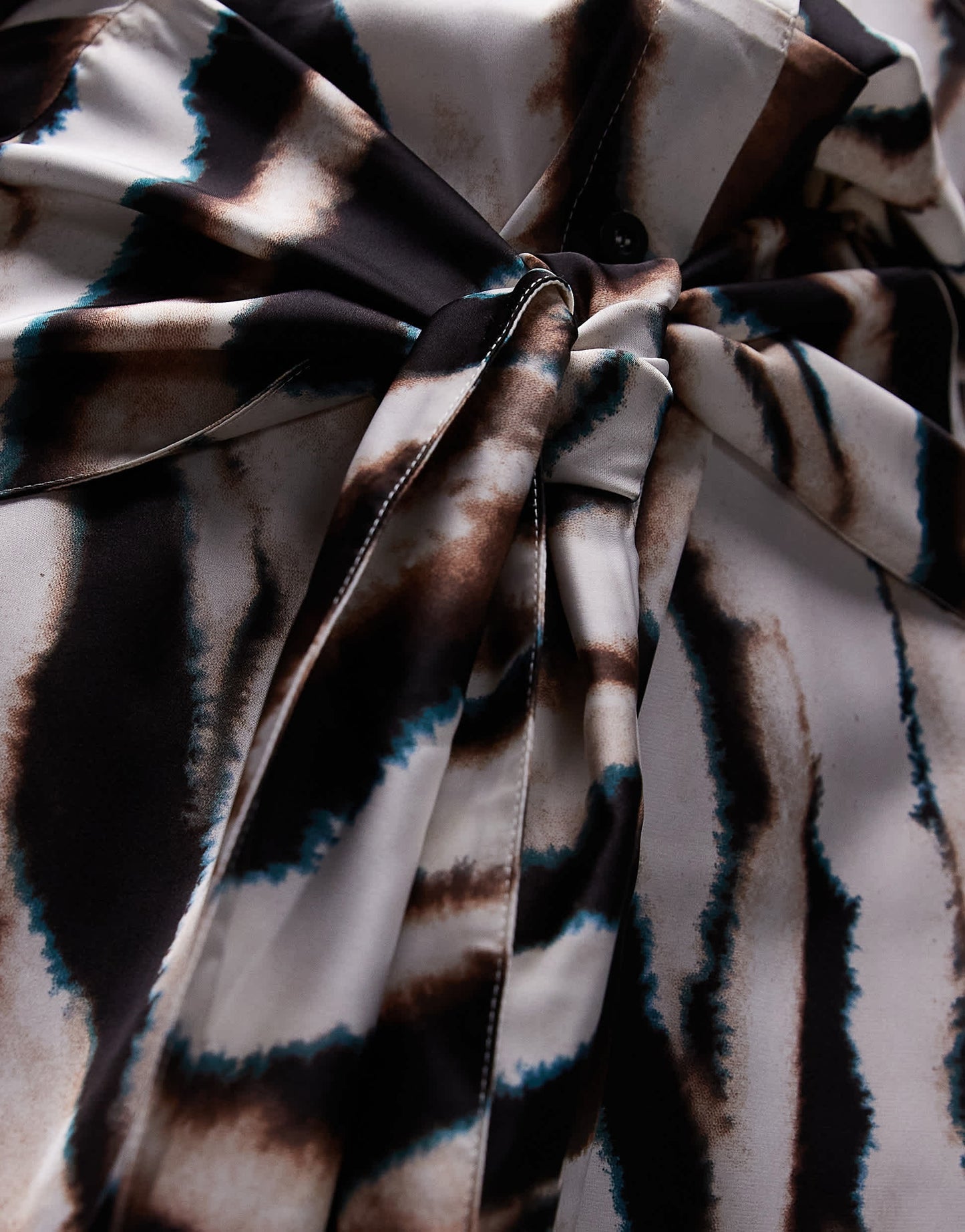 Topshop tie waist mini shirt dress in blurred animal