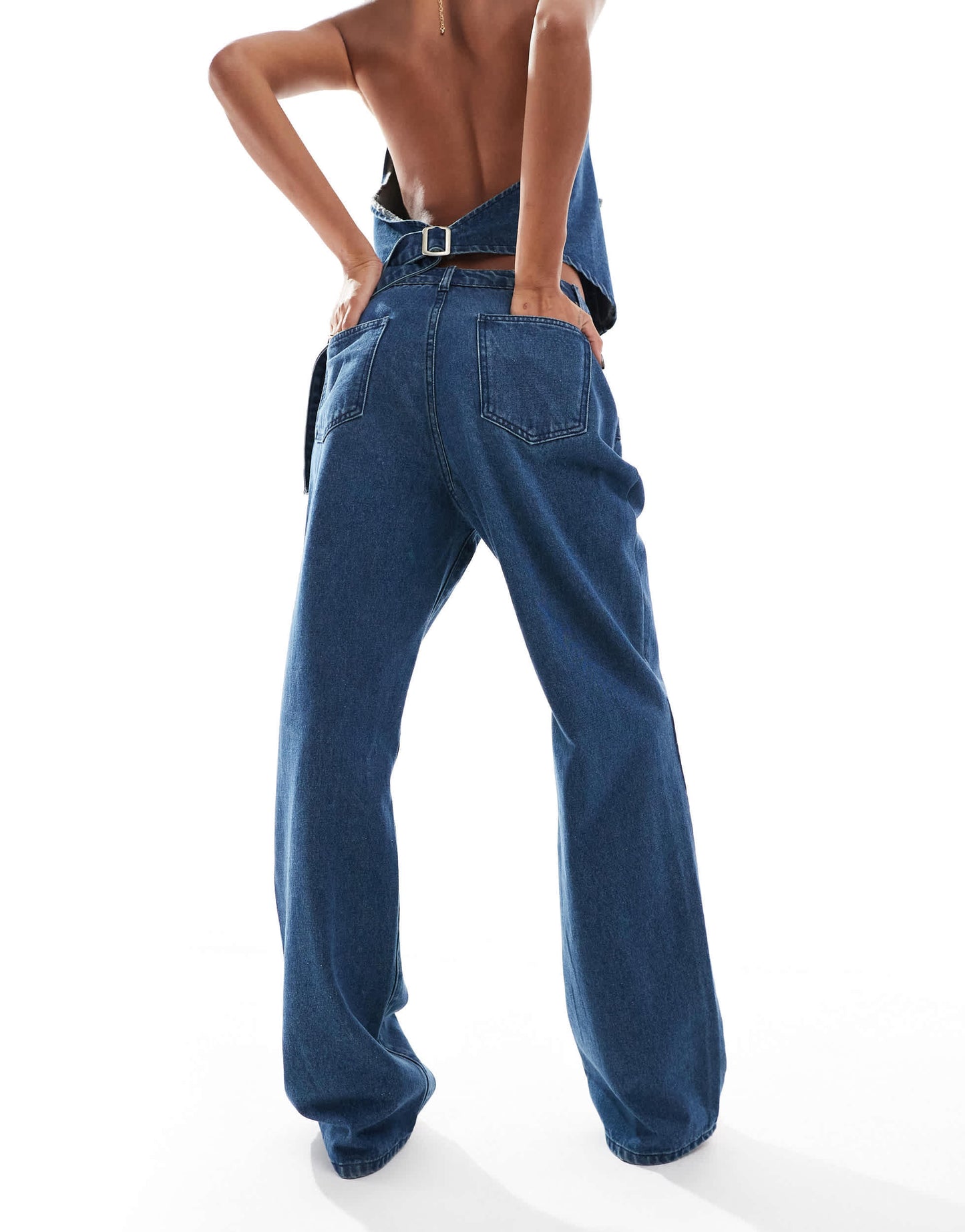 Aria Cove denim wide leg jeans co-ord in mid blue