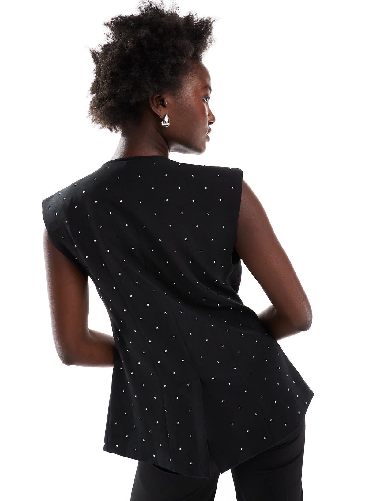 ASOS DESIGN exaggerated shoulder hotfix waistcoat in black