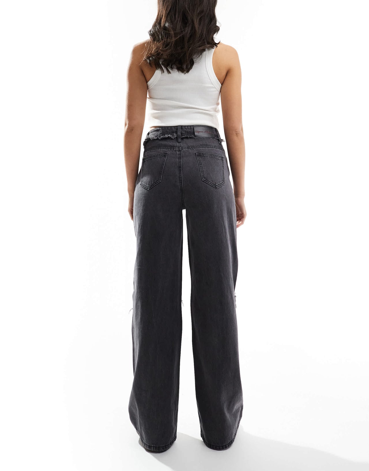 Liquor N Poker rapture baggy fit rip & repair stitch jeans in grey wash