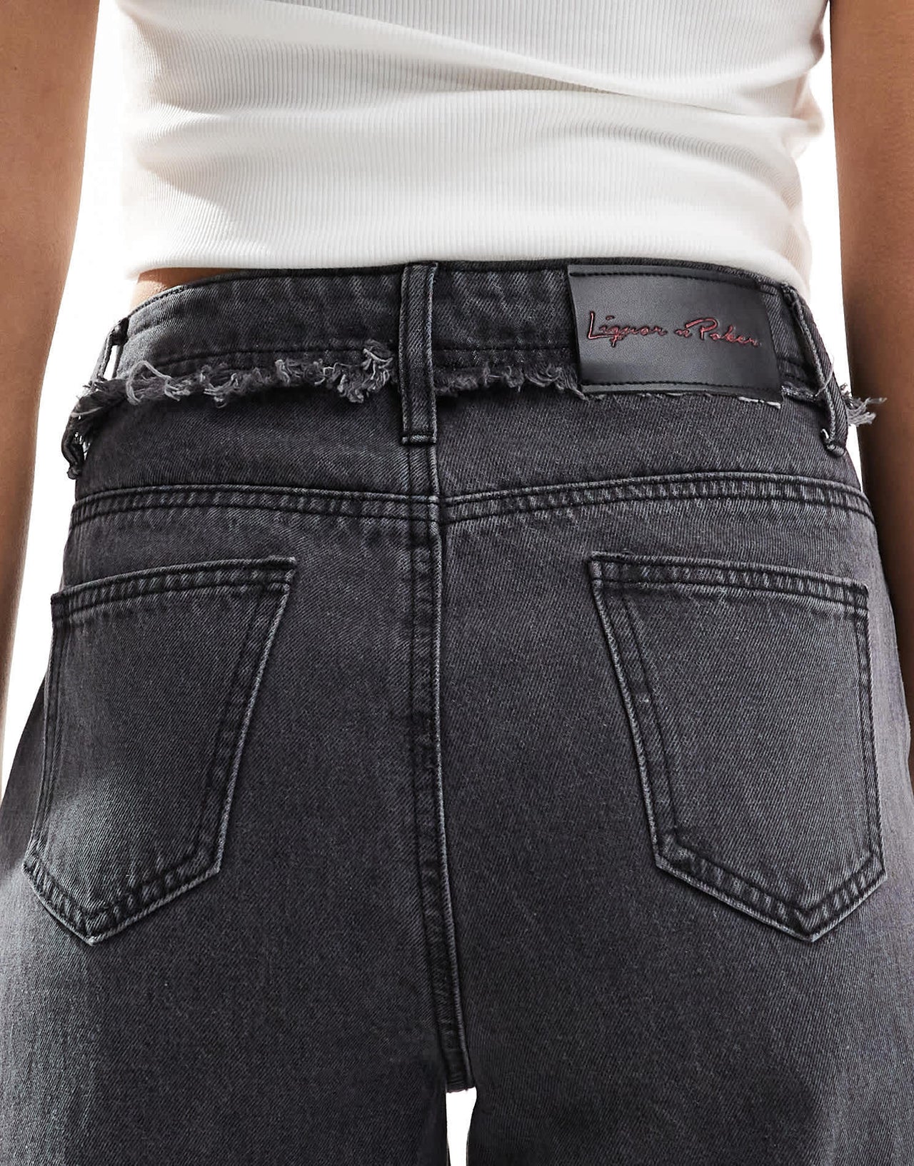 Liquor N Poker rapture baggy fit rip & repair stitch jeans in grey wash