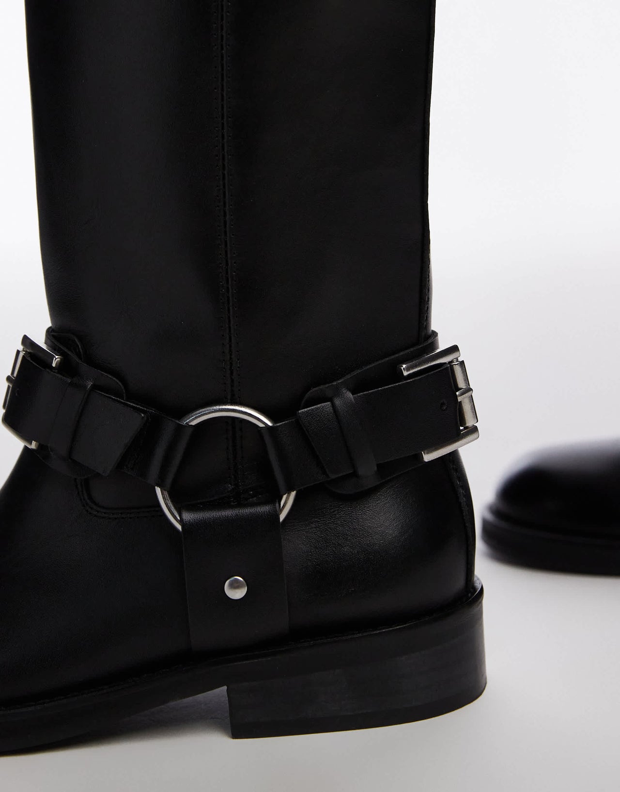 Topshop Leam premium leather biker boots in black