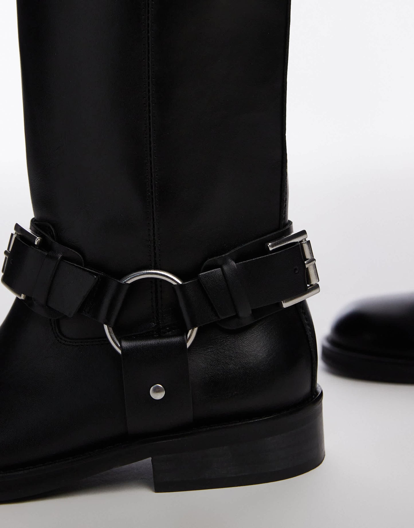 Topshop Leam premium leather biker boots in black
