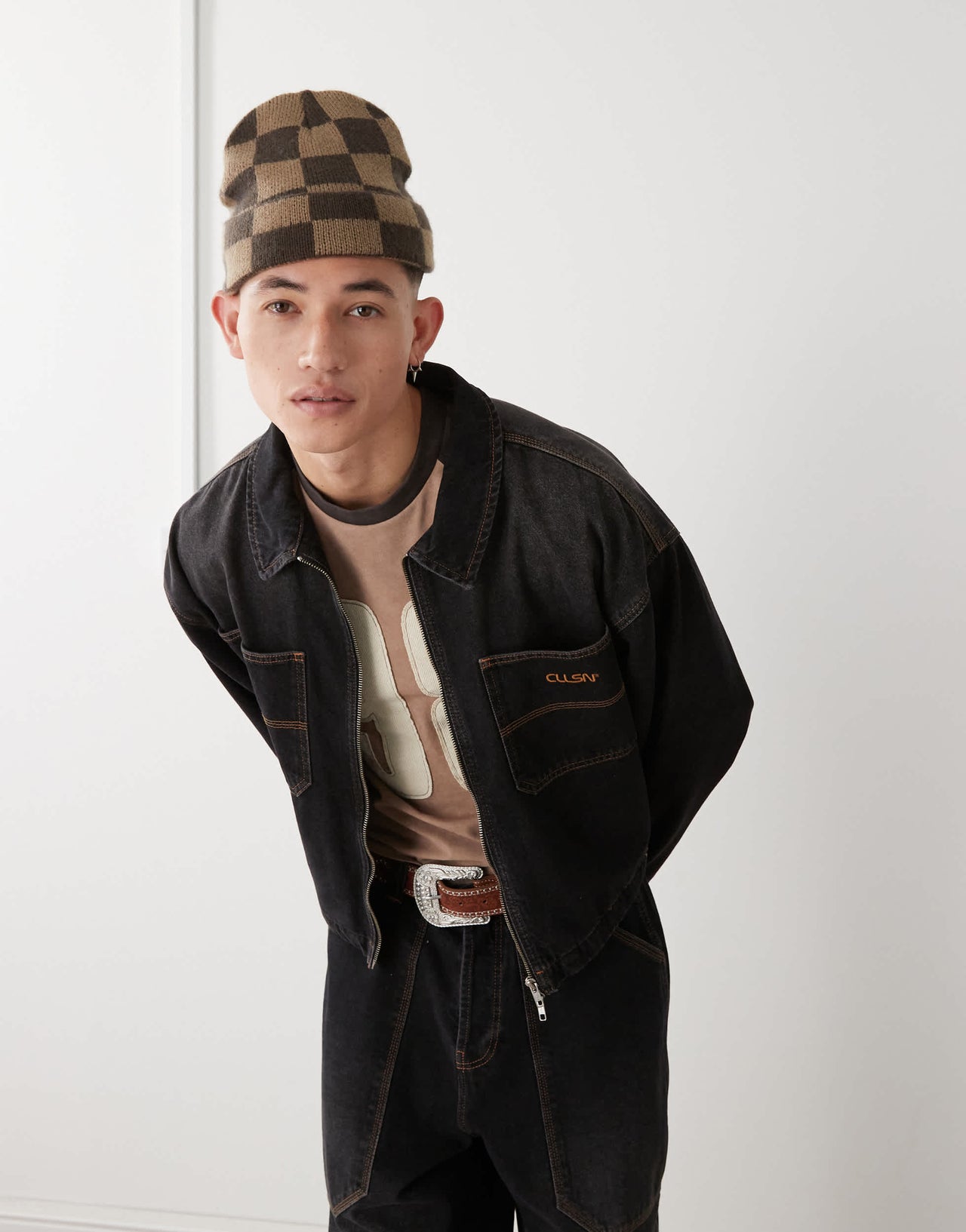 COLLUSION zip through denim jacket in black co-ord