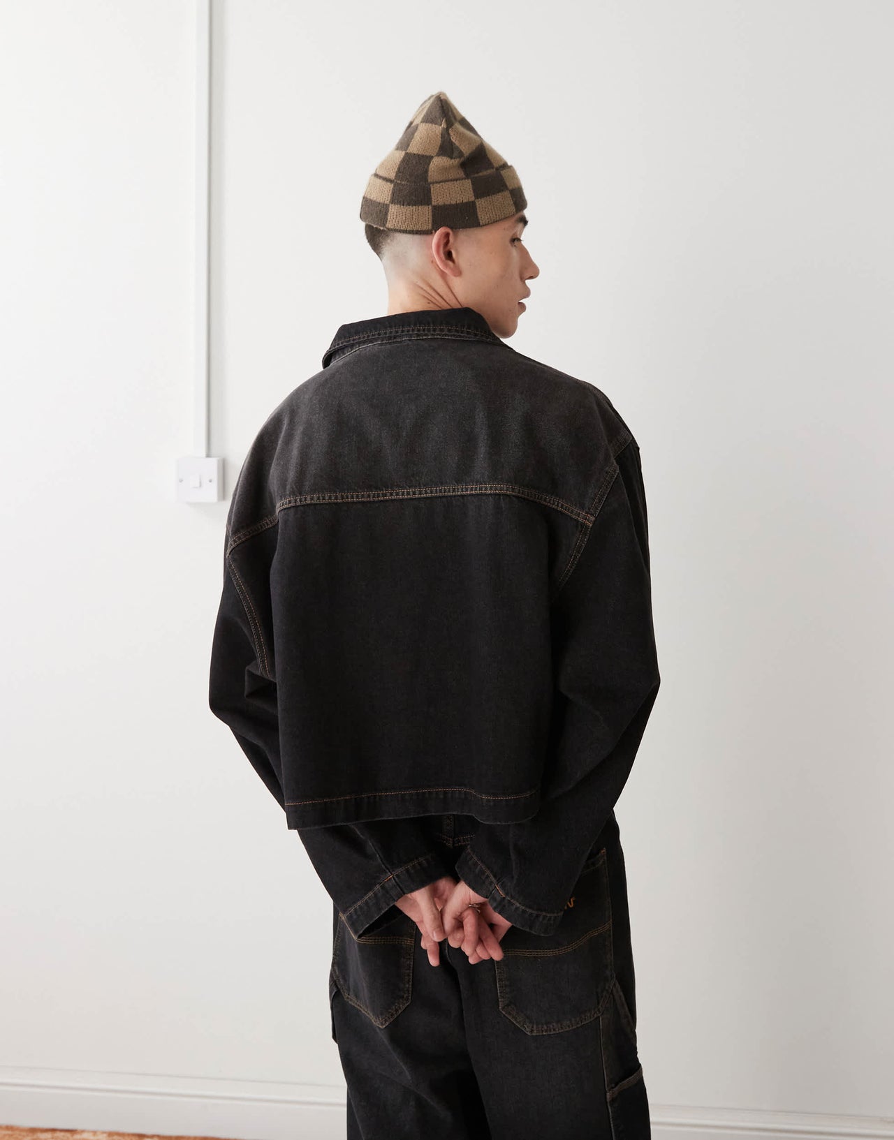 COLLUSION zip through denim jacket in black co-ord