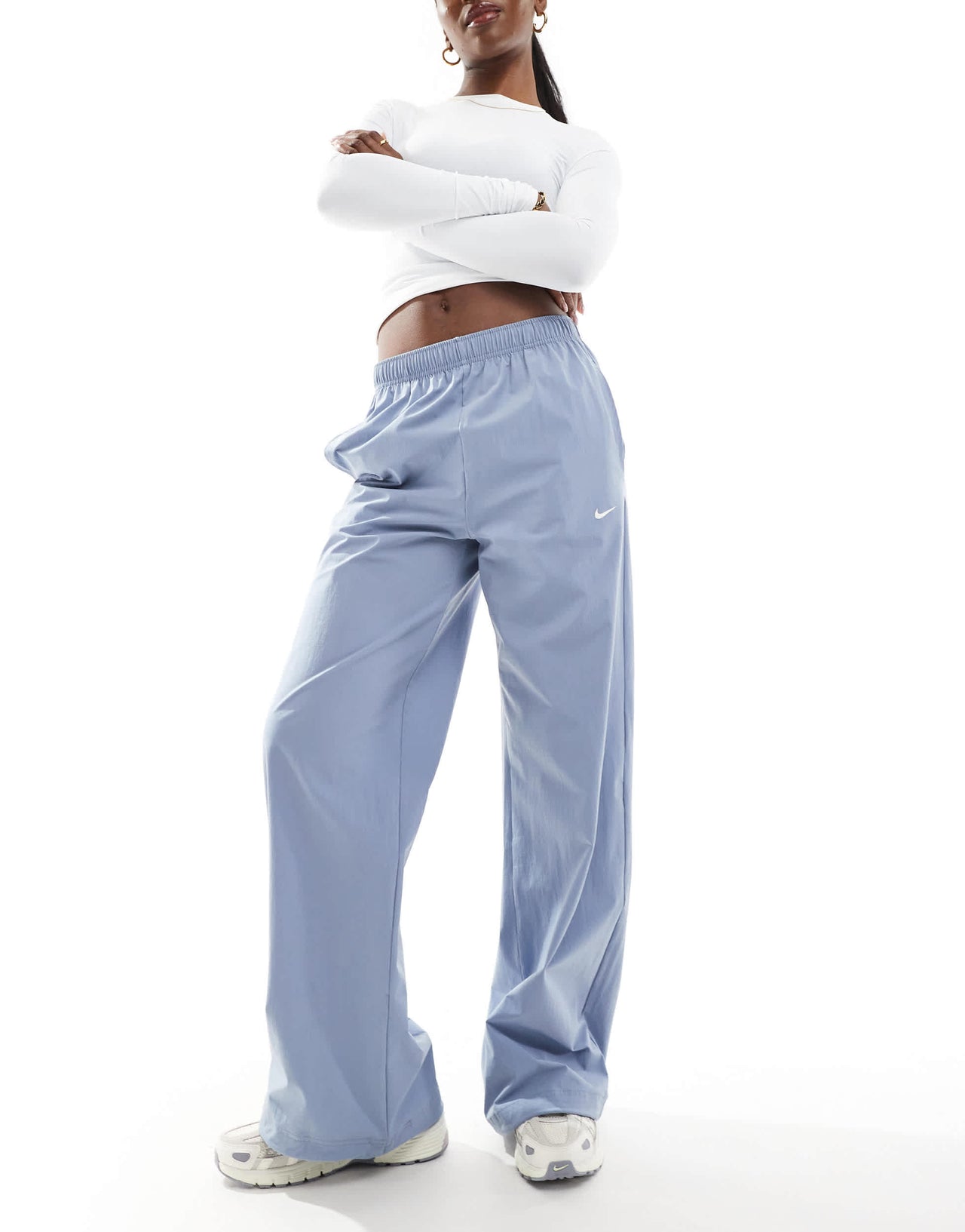 Nike Trend Street high waisted wide leg trousers in blue