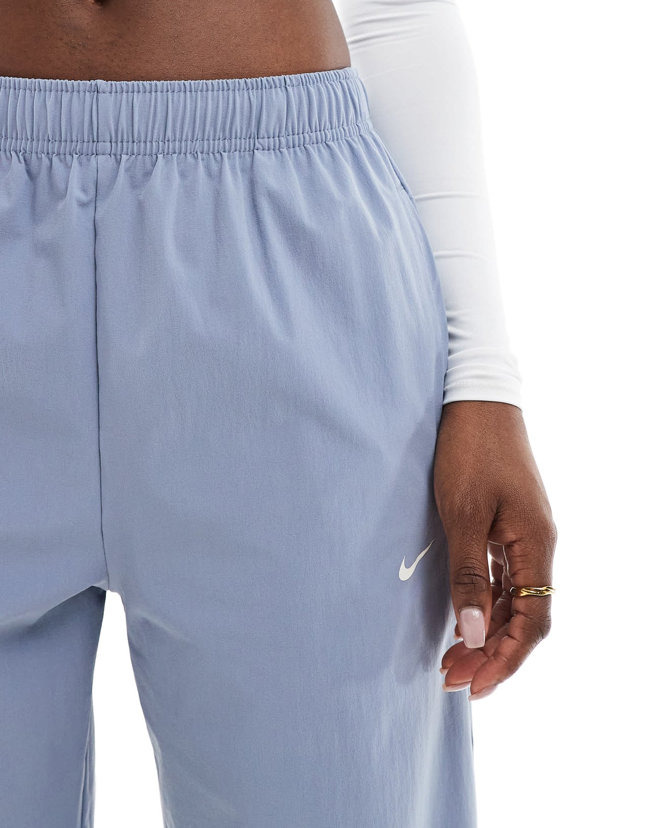 Nike Trend Street high waisted wide leg trousers in blue