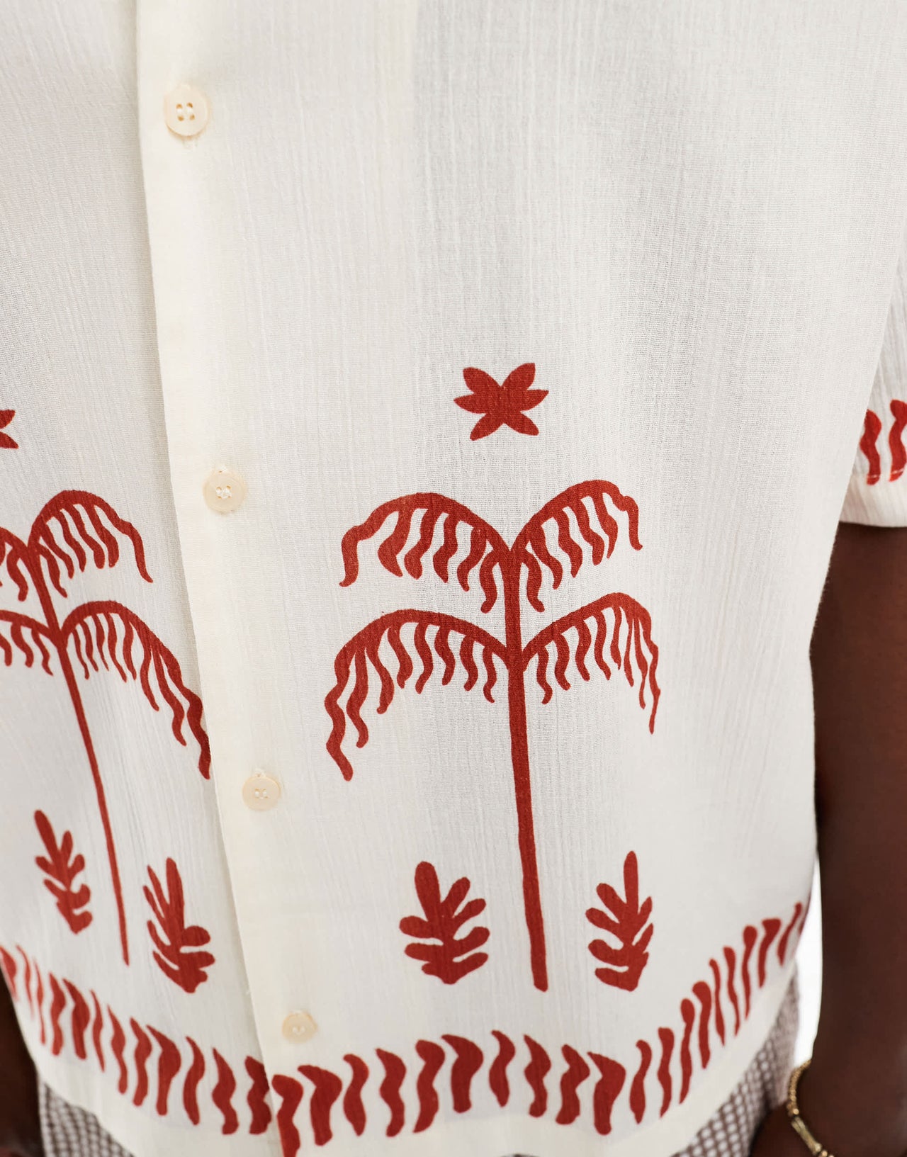 Pull&Bear palm embroidered shirt in white