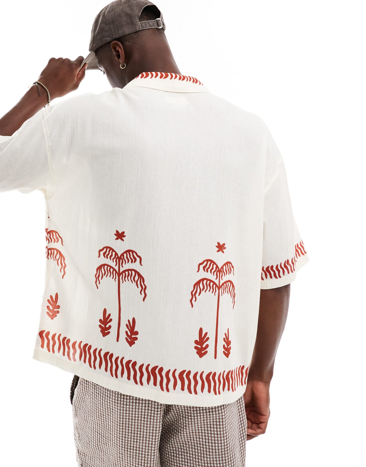 Pull&Bear palm embroidered shirt in white
