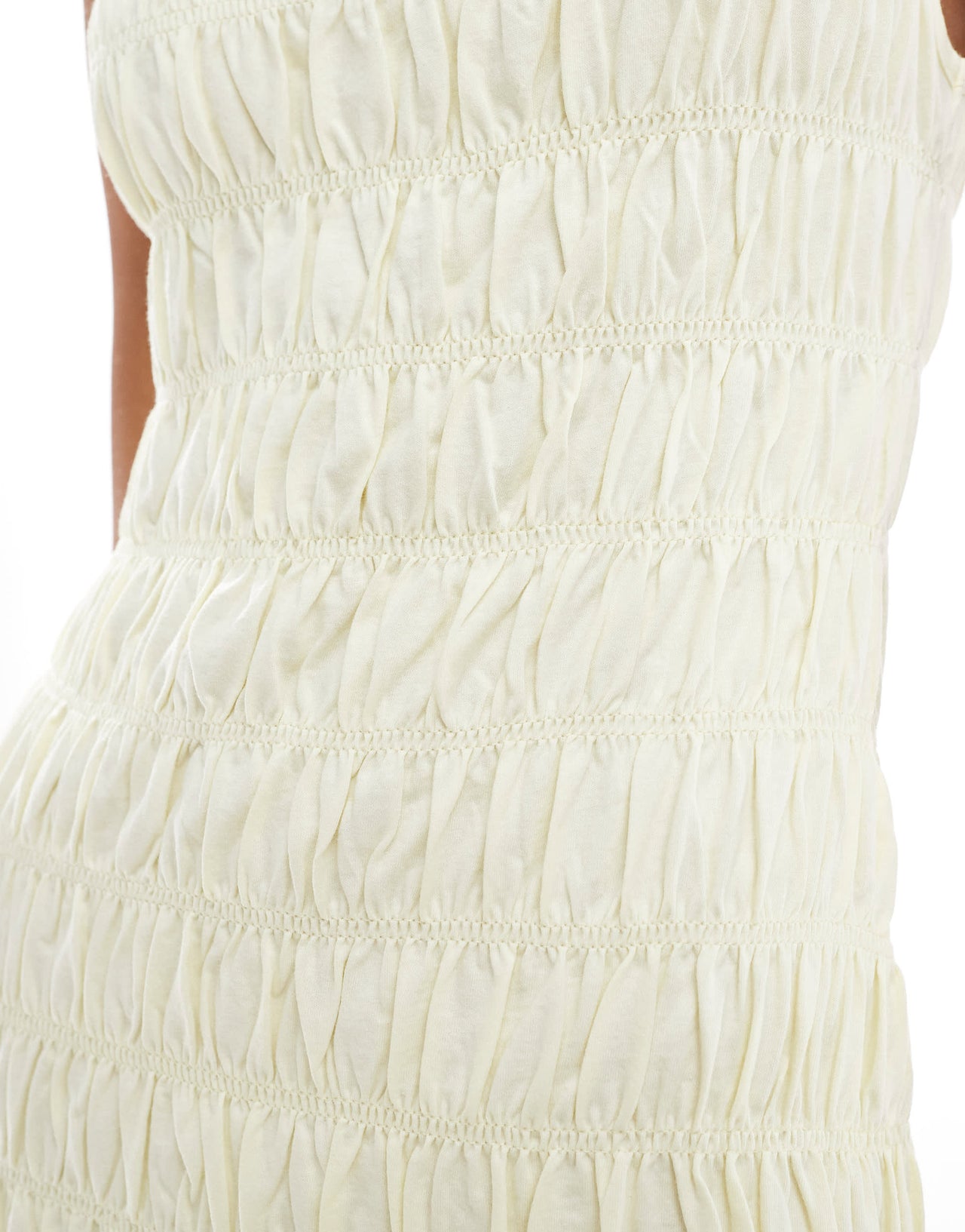 ASOS DESIGN shirred tank mini dress in lemon