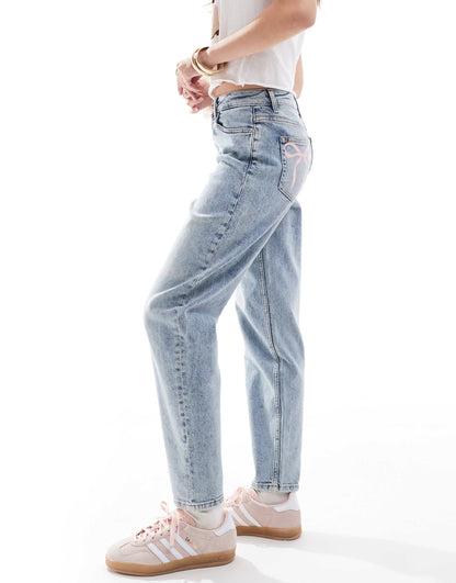 Miss Selfridge mom jean with bow pocket