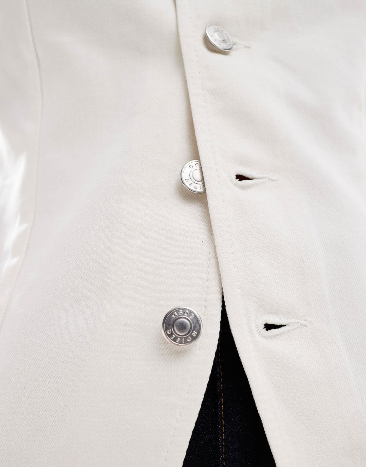 ASOS DESIGN denim longline waistcoat in ecru