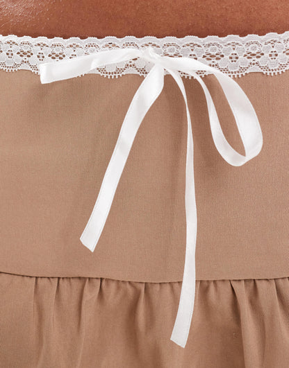 Daisy Street retro mini flippy skirt with contrast white ruffle