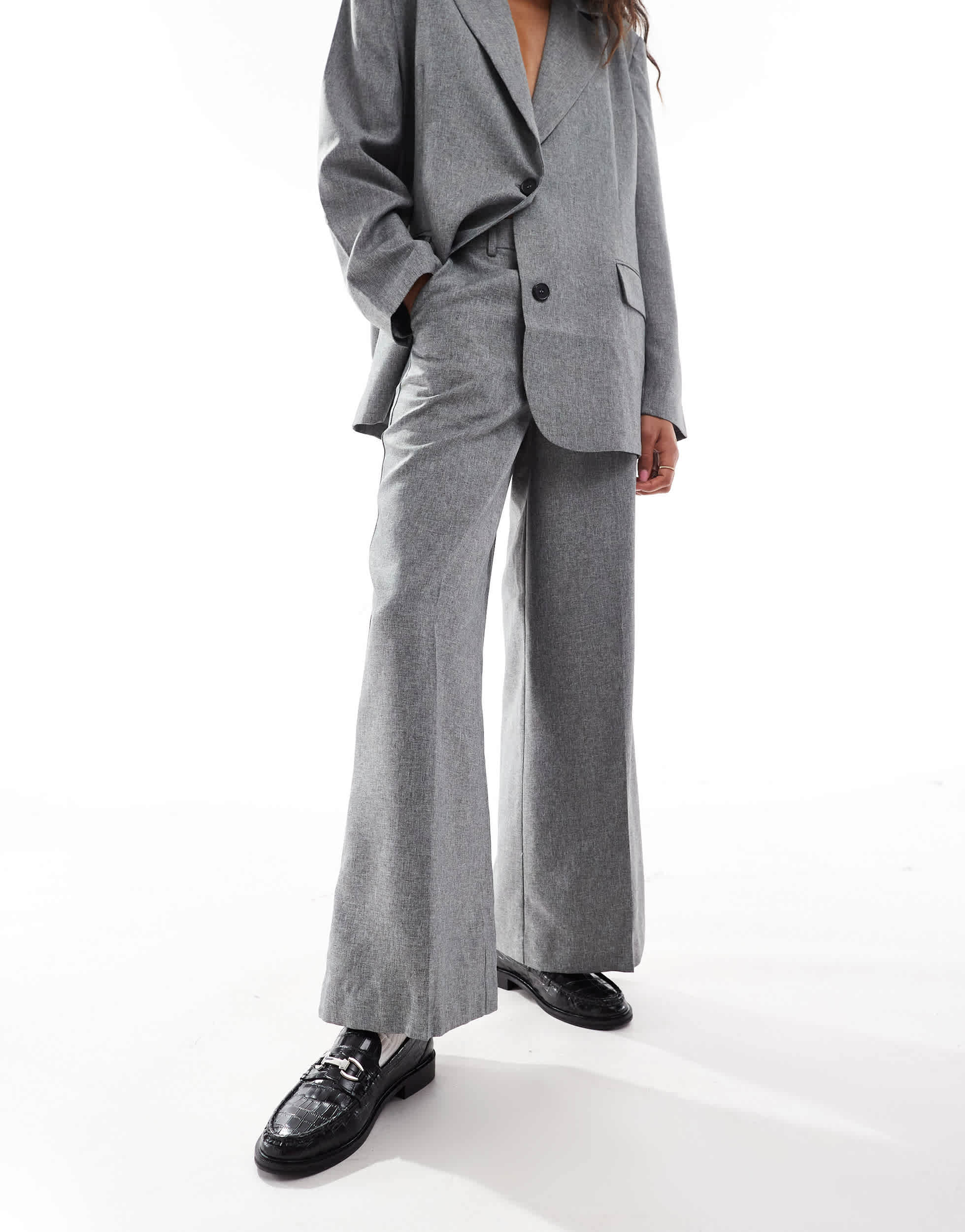 Something New Corpcore tailored oversized long leg trouser co-ord in grey