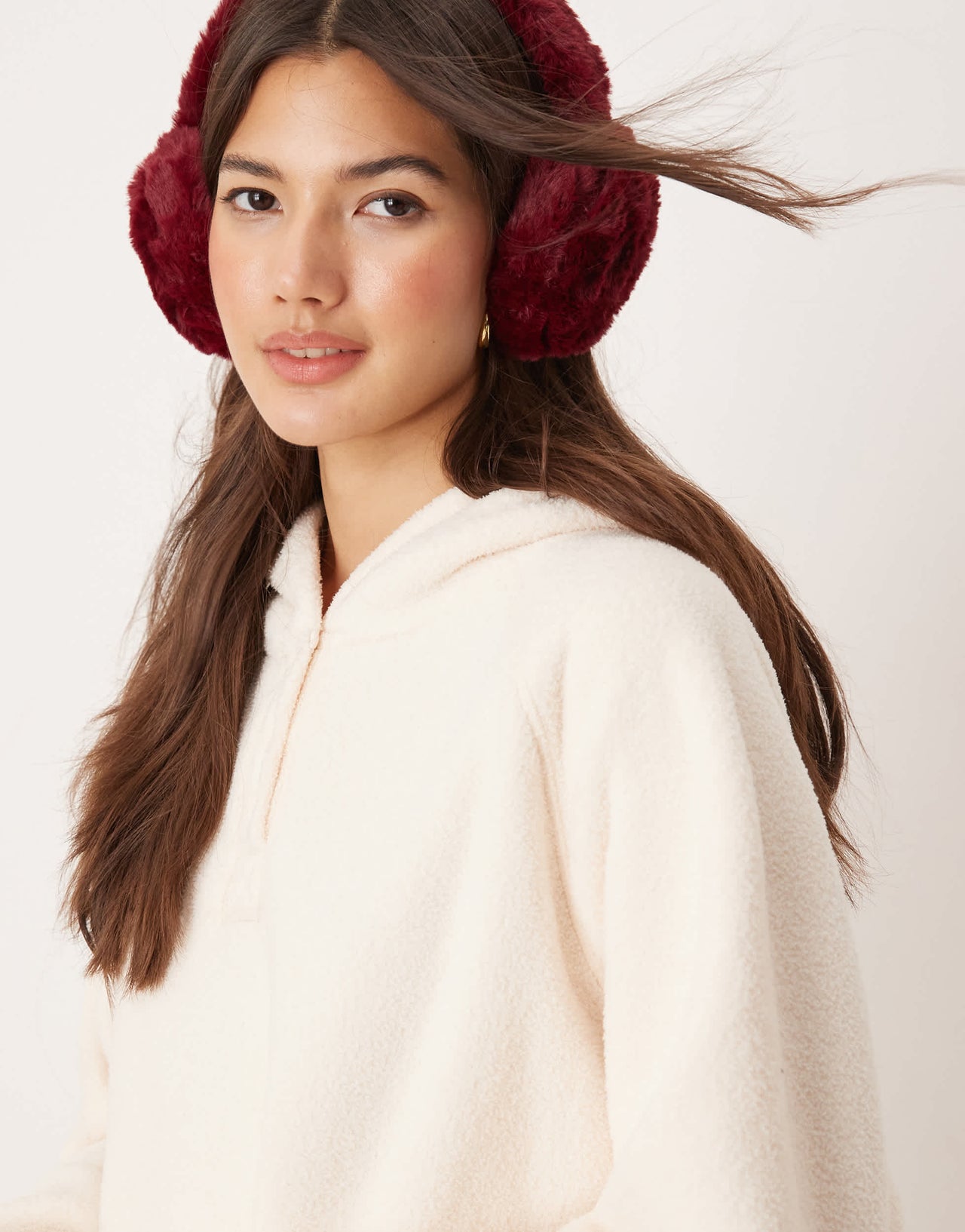 ASOS DESIGN lounge microfleece hoodie in cream