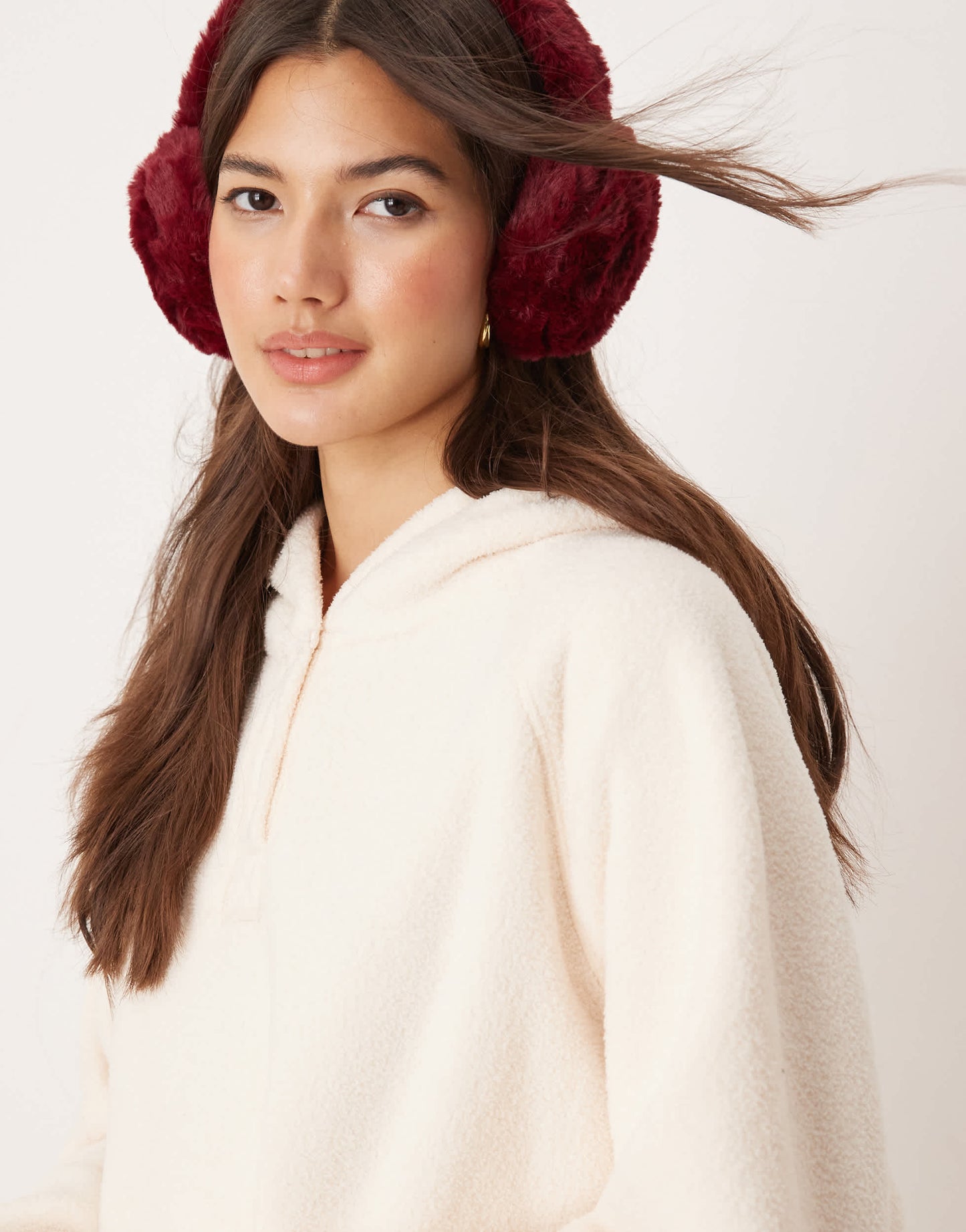 ASOS DESIGN lounge microfleece hoodie in cream