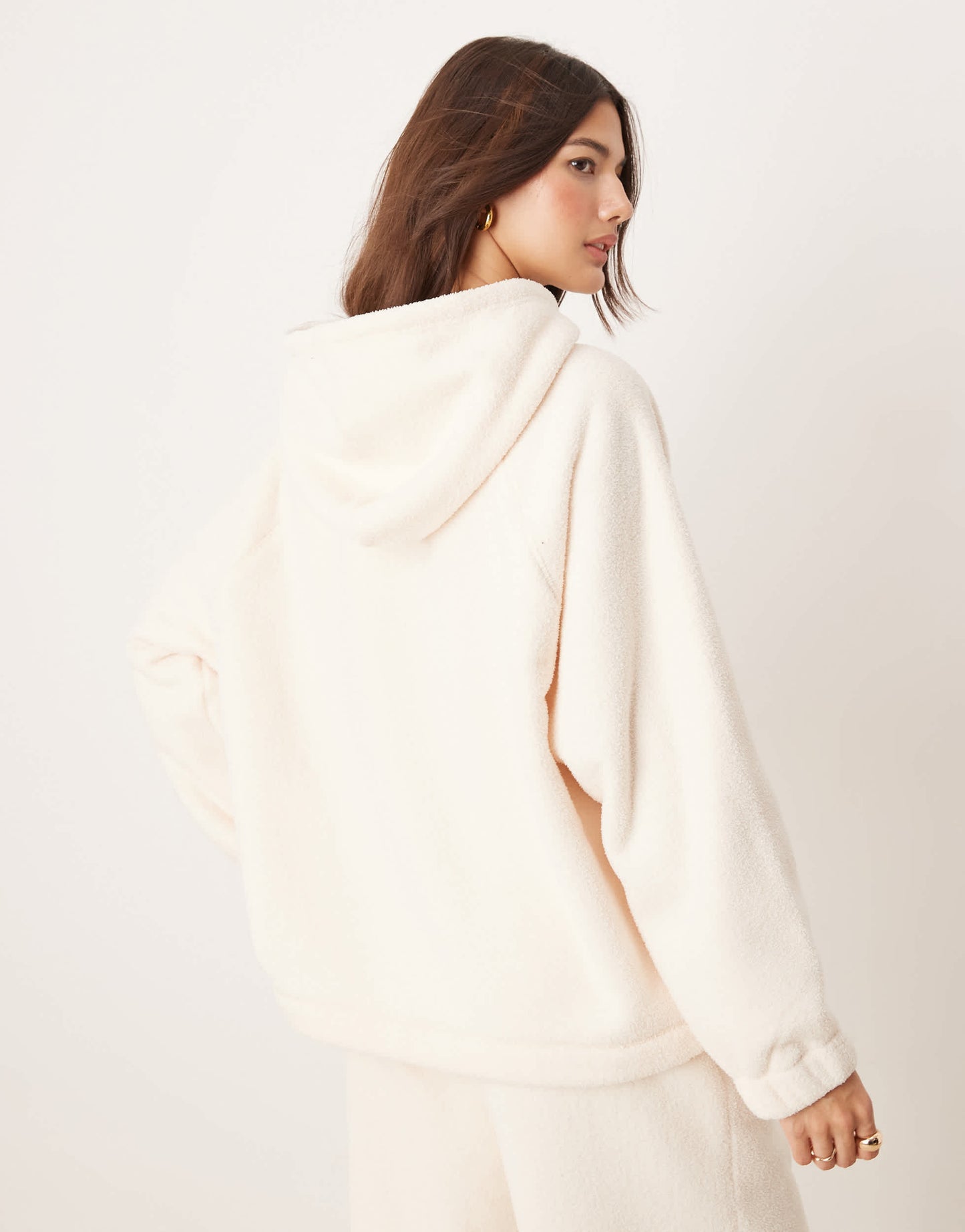 ASOS DESIGN lounge microfleece hoodie in cream