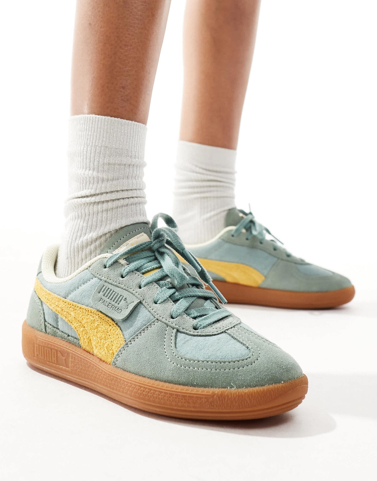 Puma Palermo trainers in washed green