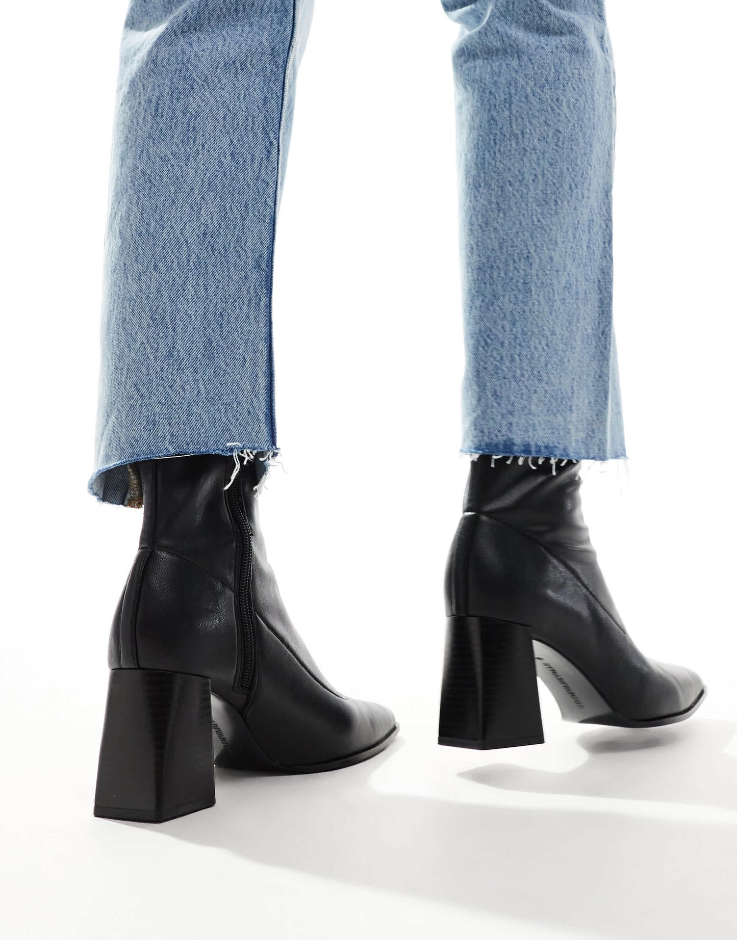 Stradivarius heeled ankle boot in black with fine heel