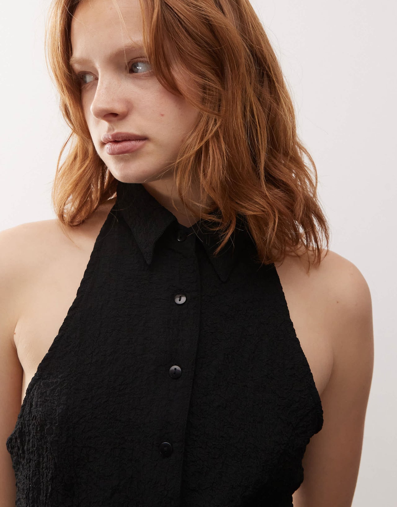 COLLUSION halter shirt in black texture