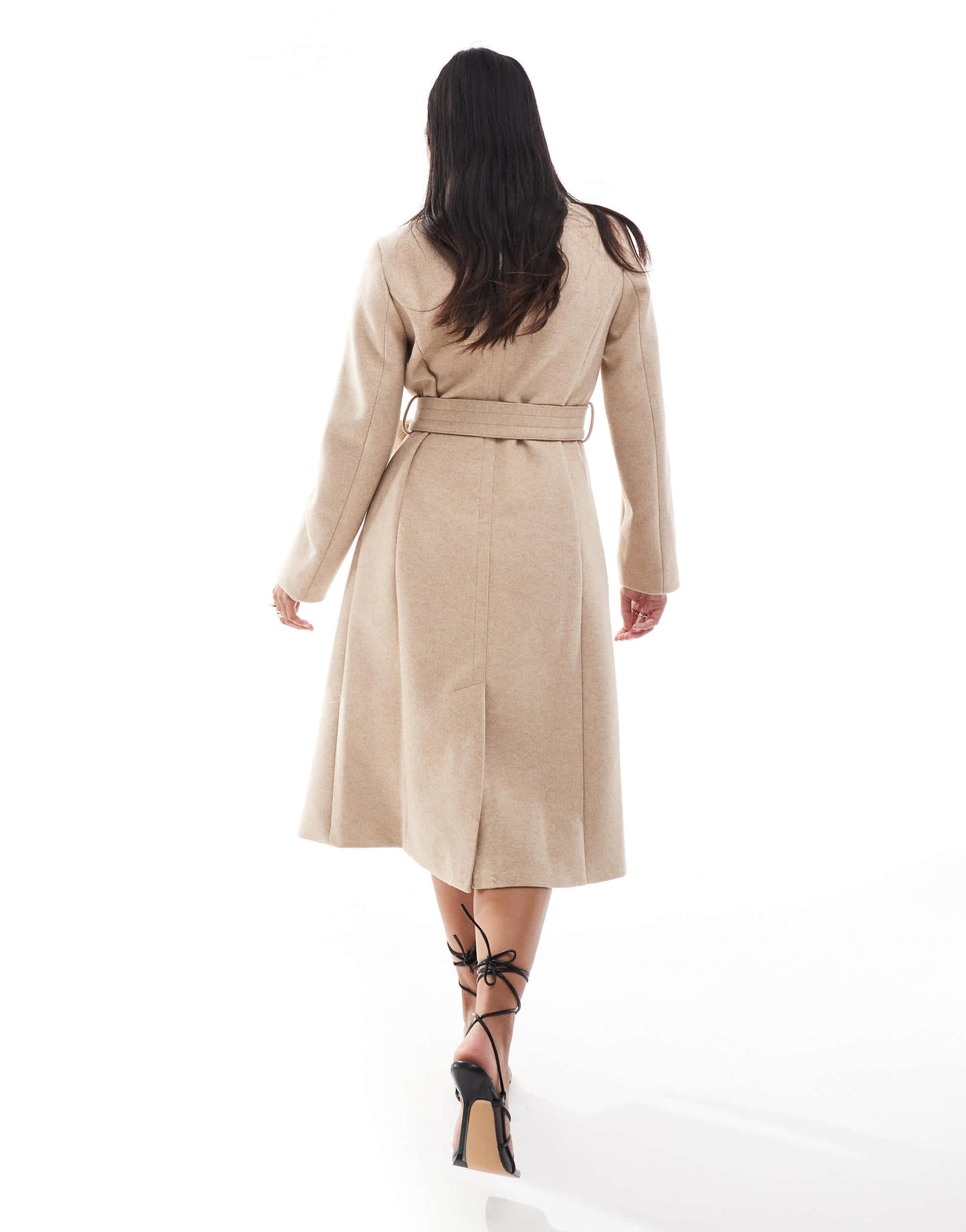 Ever New Petite formal wrap coat in warm oatmeal