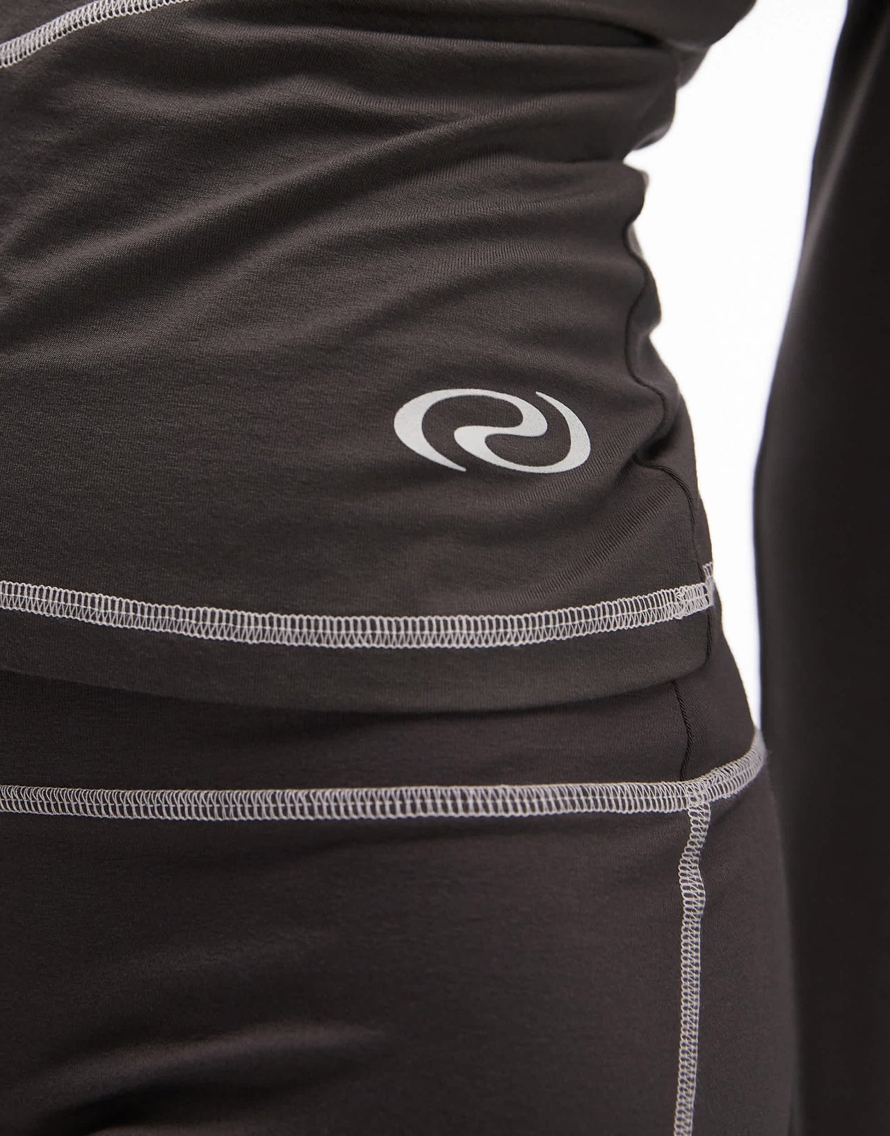 Resume contrast seam skinny fit sporty hoodie top in brown co-ord