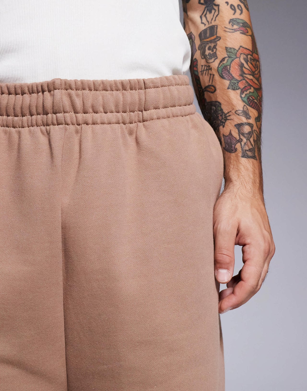 ASOS DESIGN premium heavyweight wide leg joggers 400gsm in light brown