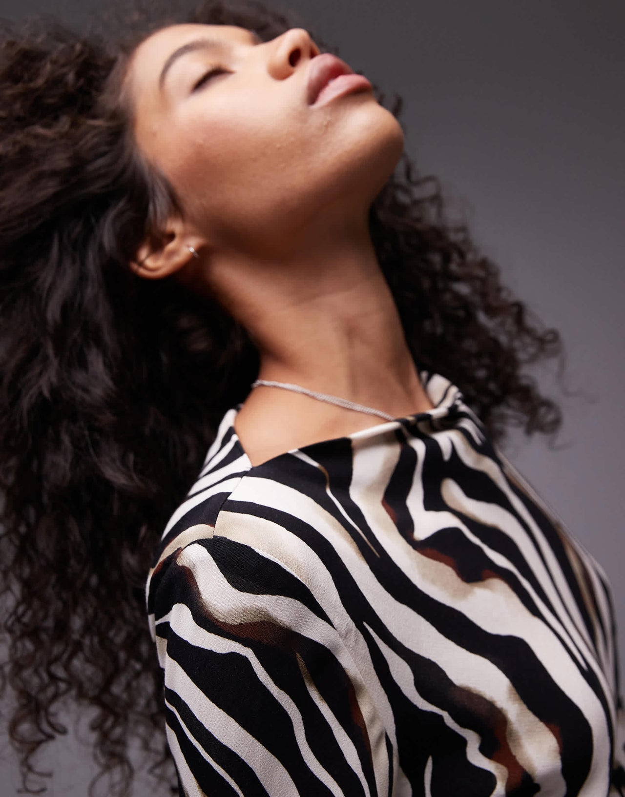 Topshop slash neck mini dress in zebra print