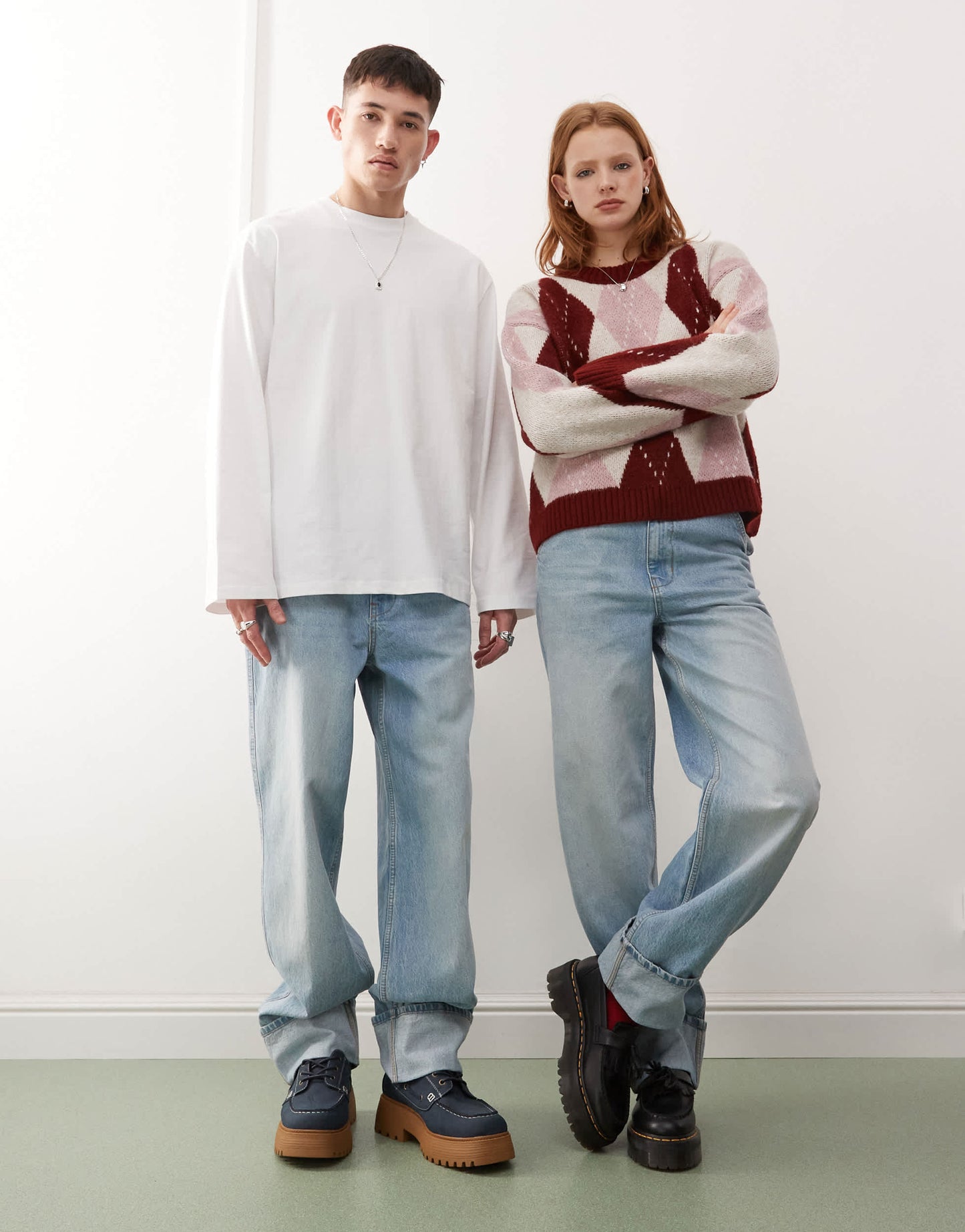 Reclaimed Vintage unisex western baggy dad jean in mid blue wash