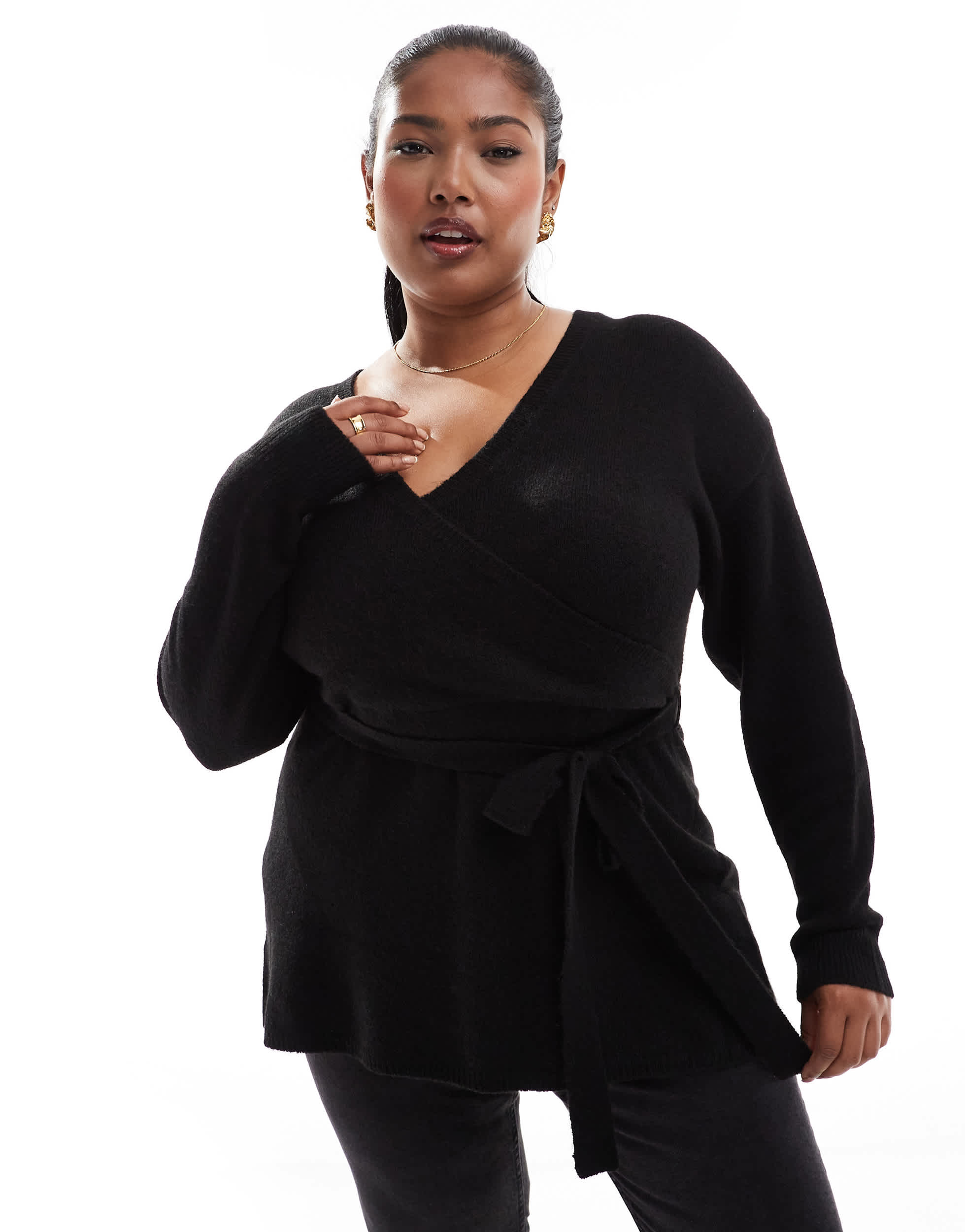 Yours wrap jumper in black