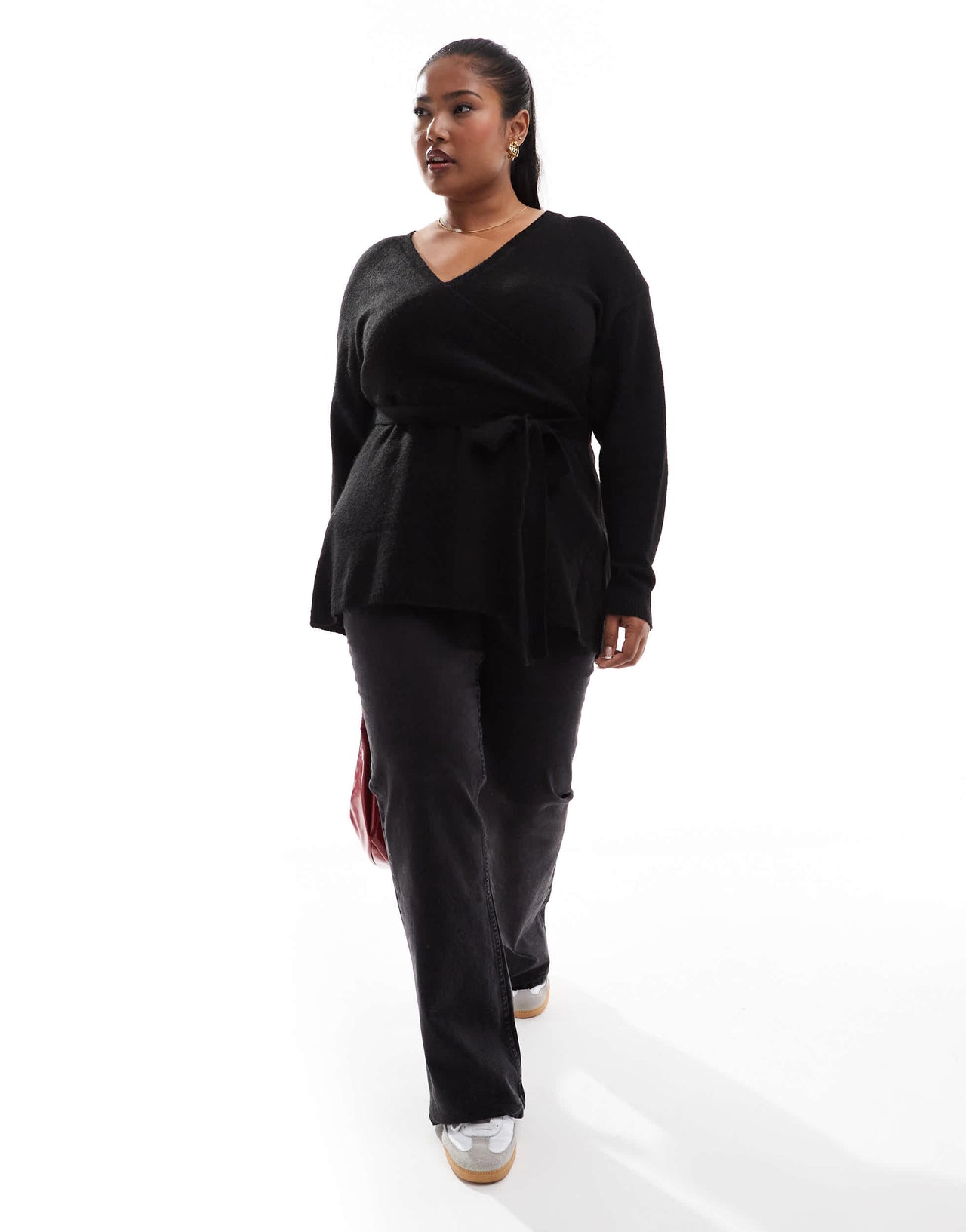 Yours wrap jumper in black