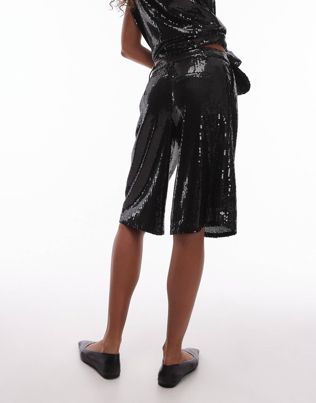 Topshop sequin co ord awkward short in black BLACK