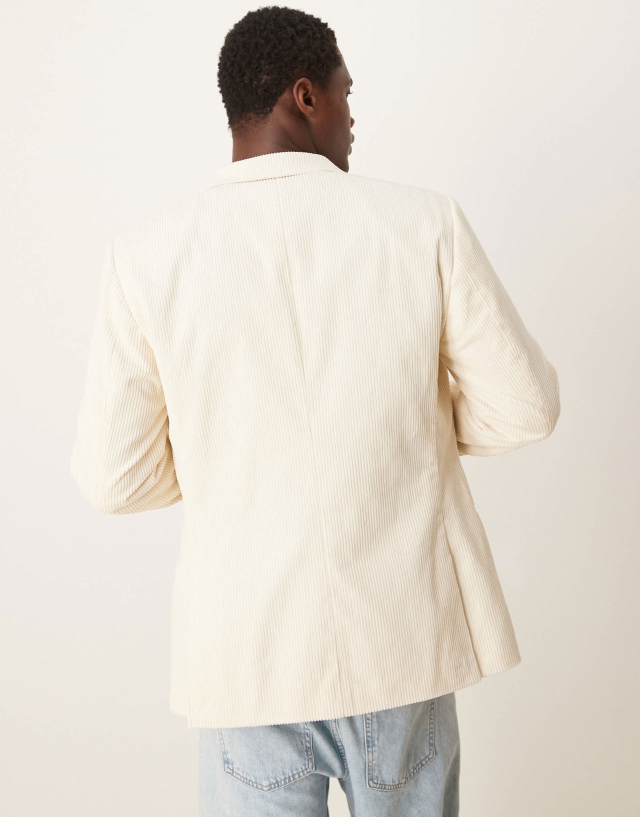 ASOS DESIGN slim blazer in cream corduroy