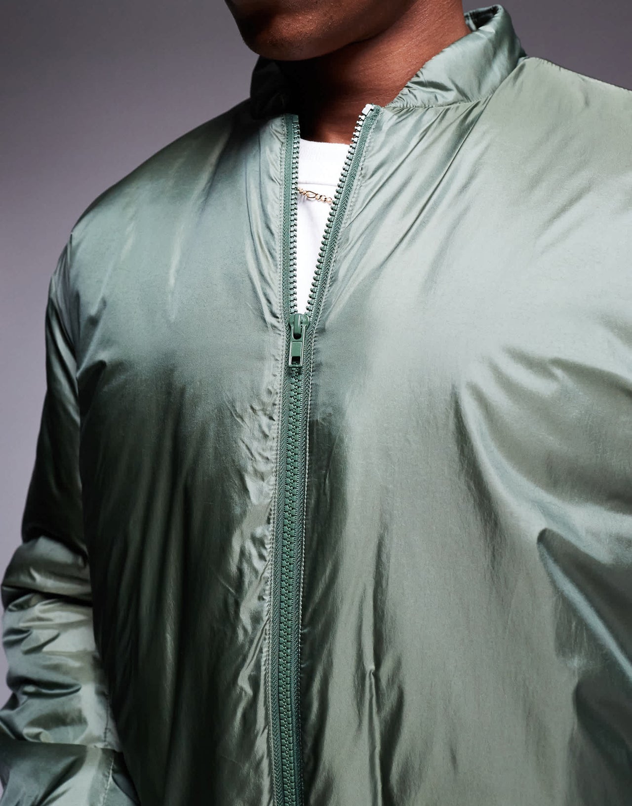 ASOS DESIGN oversized mono wadded puffer jacket in metallic green