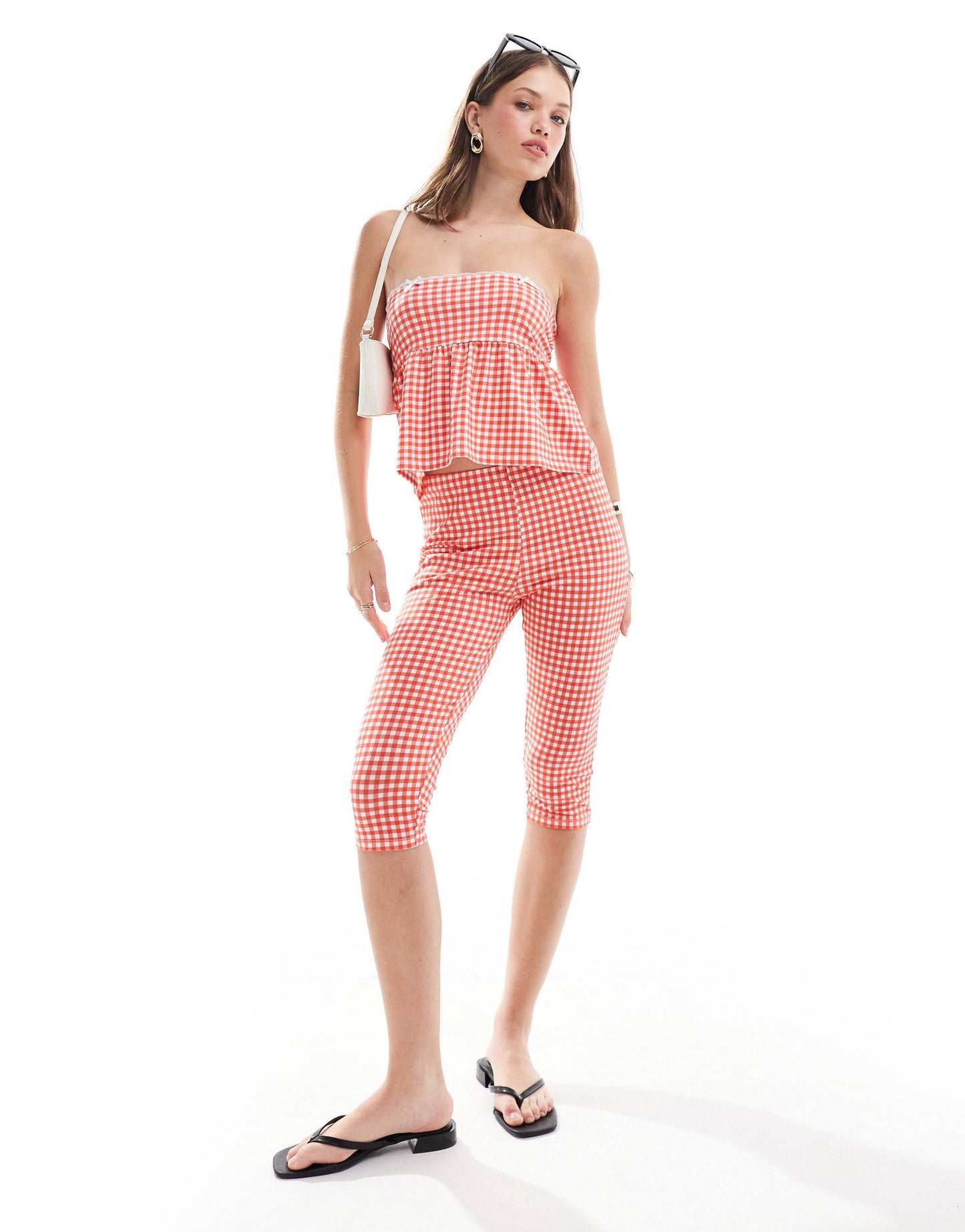 ASOS DESIGN peplem bandeau co-ord in gingham print