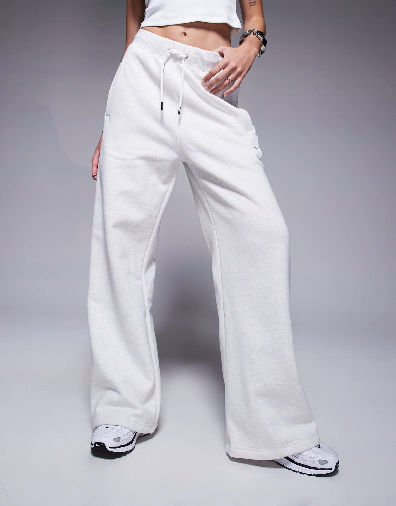 Jordan Flight Fleece high waisted straight leg joggers in grey