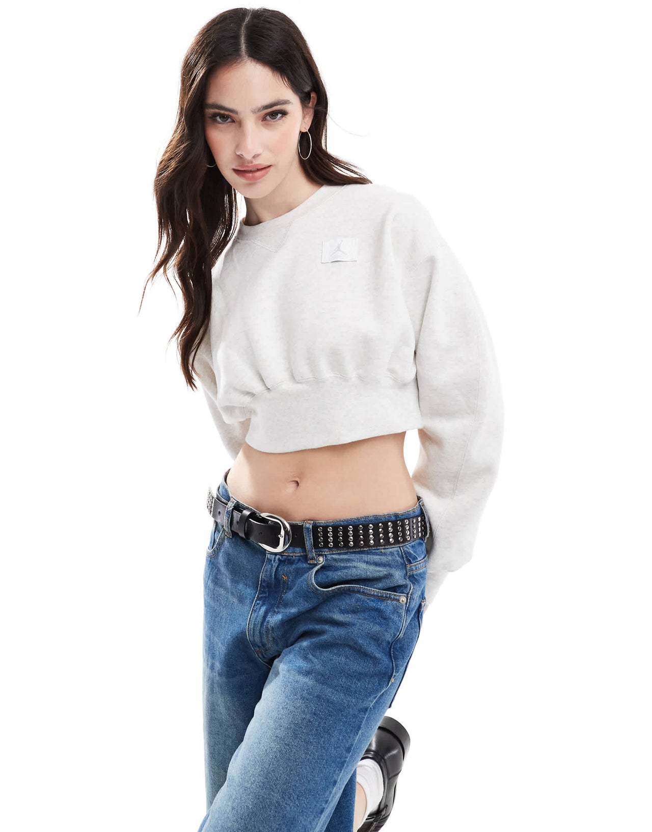Jordan Flight Fleece cropped sweatshirt in grey